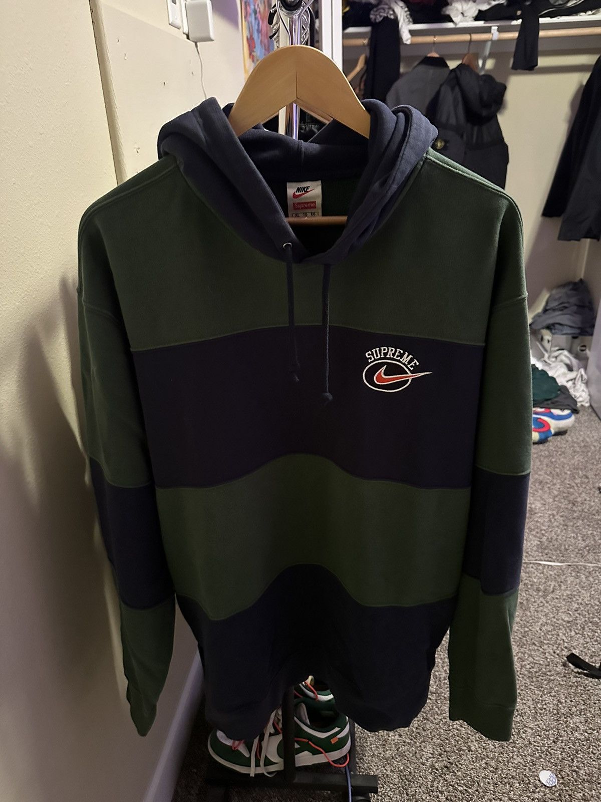 image of Nike Striped Hoodie in Green, Men's (Size XL)