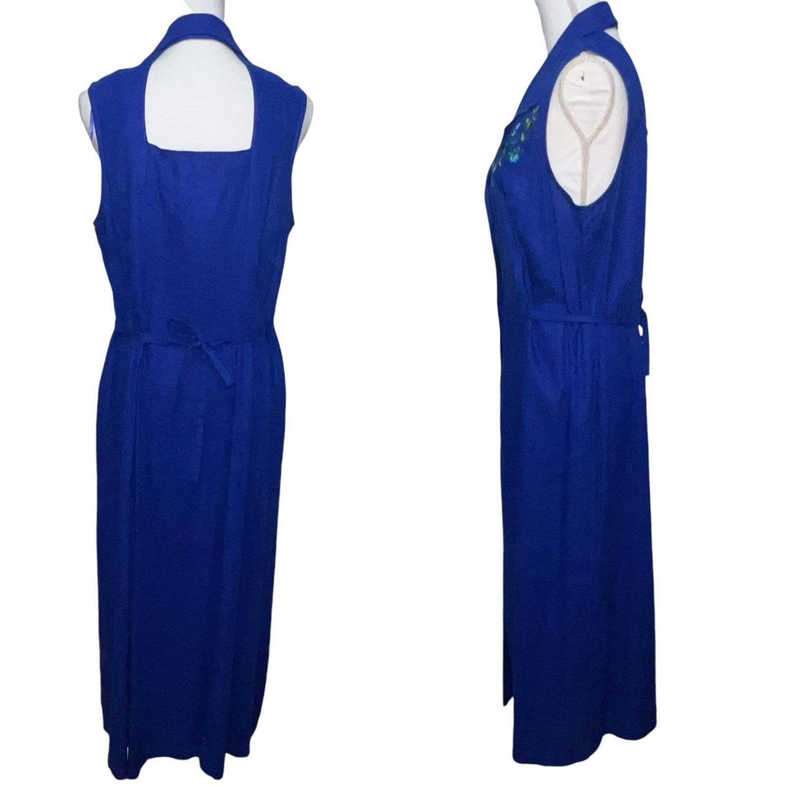 Other VTG Melissa Harper Blue Sleeveless Maxi Dress Embroidery 12 Size XL / US 12-14 / IT 48-50 - 2 Thumbnail