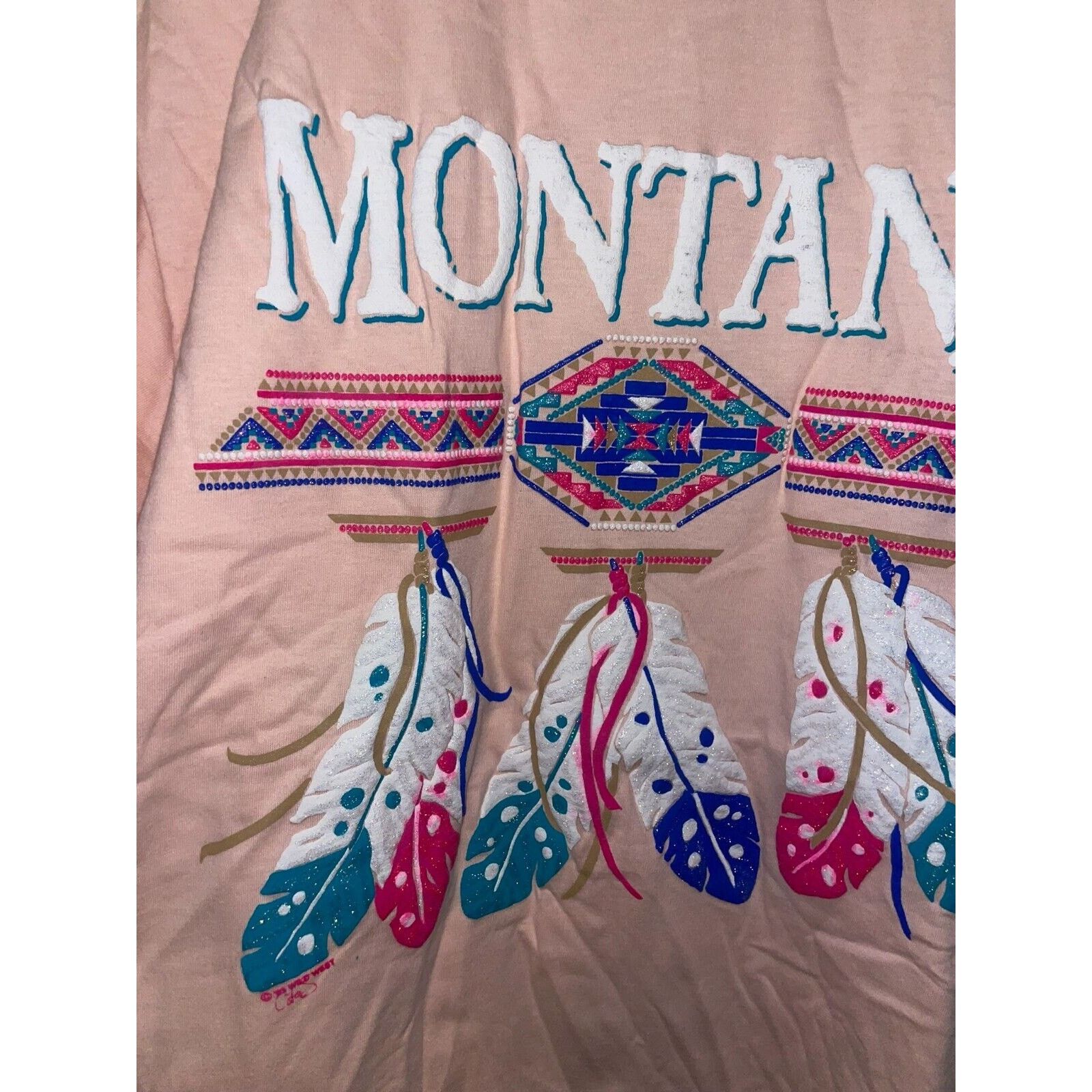 Jerzees Vintage Montana Pink Shirt Native American Feather 90s VTG L Size US L / EU 52-54 / 3 - 5 Thumbnail