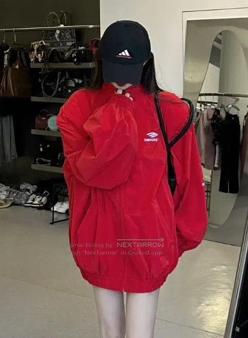 Balenciaga Balenciaga Red Double Hook Windbreaker Jacket Size XS / US 0-2 / IT 36-38 - 9 Thumbnail