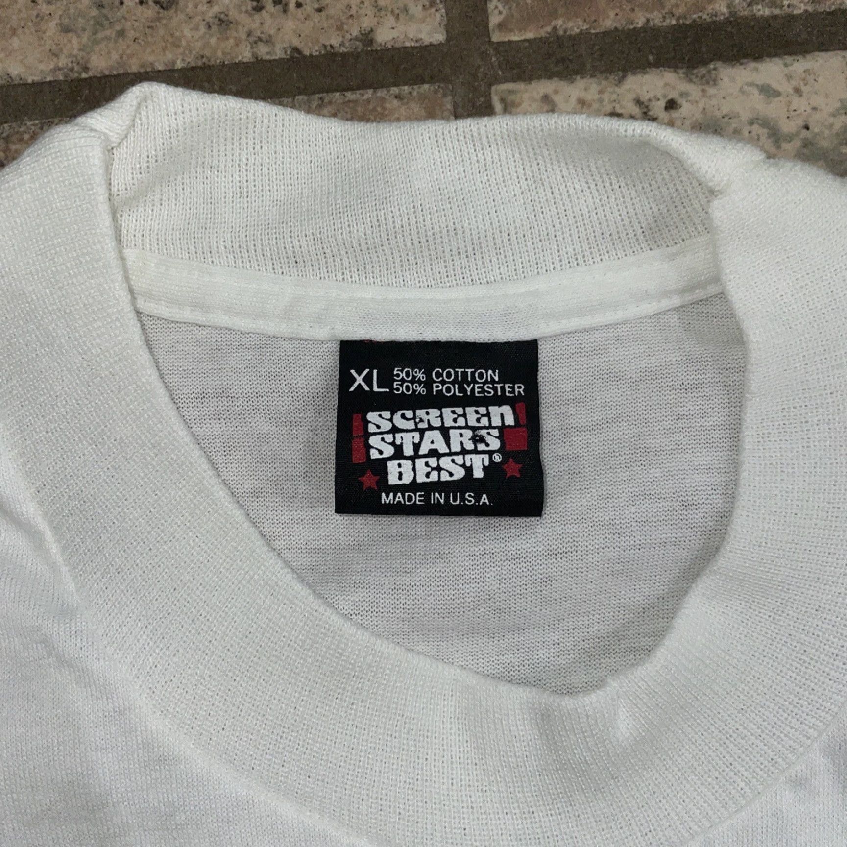 Vintage VINTAGE Screen Stars T-Shirt Mens XL White USA Stars Size US XL / EU 56 / 4 - 3 Thumbnail