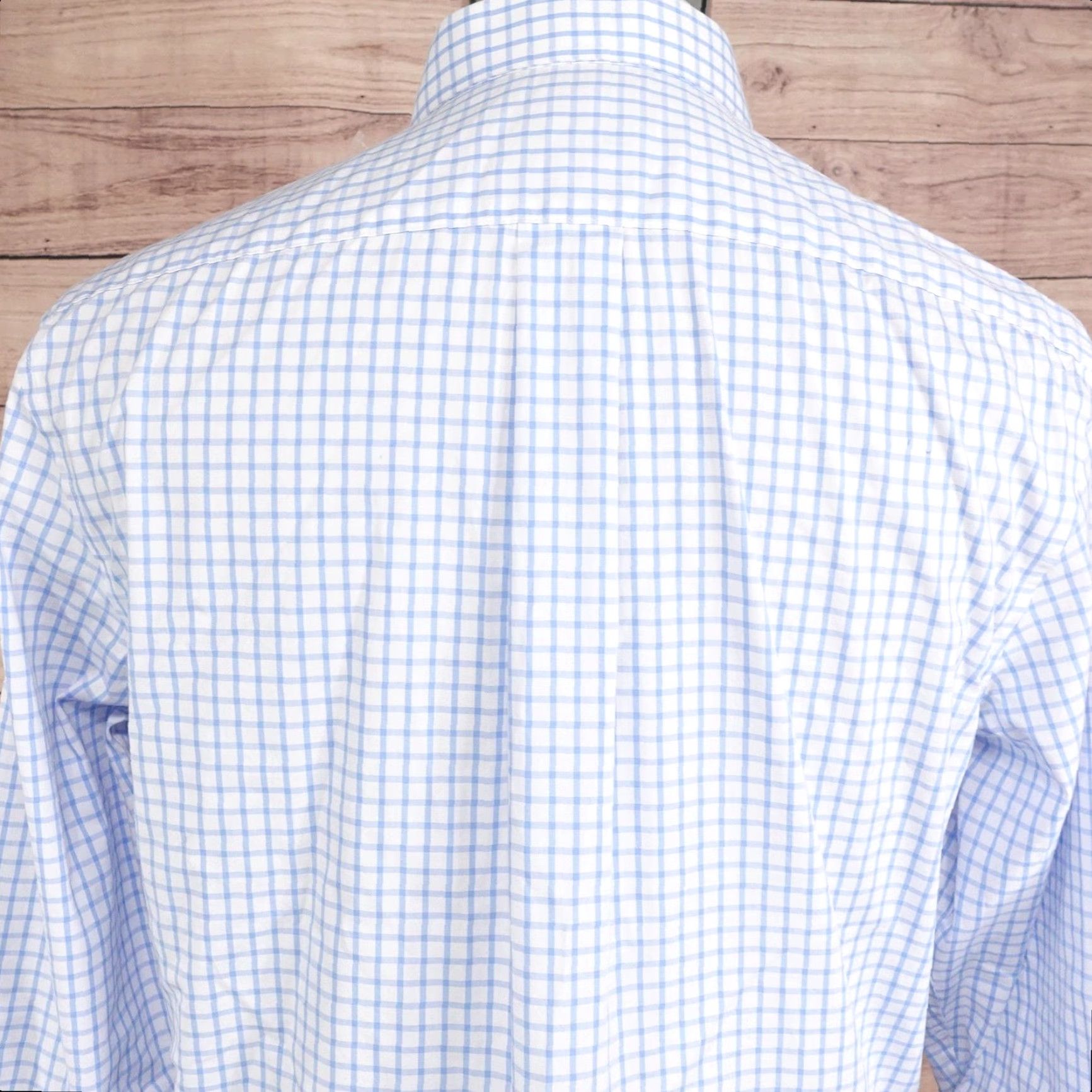 Stafford Stafford Dress Shirt Mens M 15-15.5 32/33 Blue Check Regular Fit Button-Down Collar Stretch Smart Tech Size 40R - 5 Thumbnail