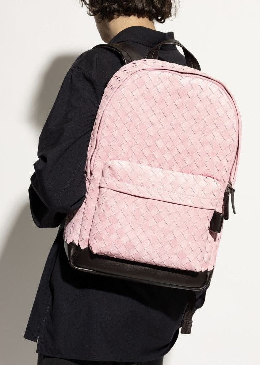 Bottega Veneta Bottega Veneta Pink Intrecciato Suede Backpack Size ONE SIZE - 2 Thumbnail