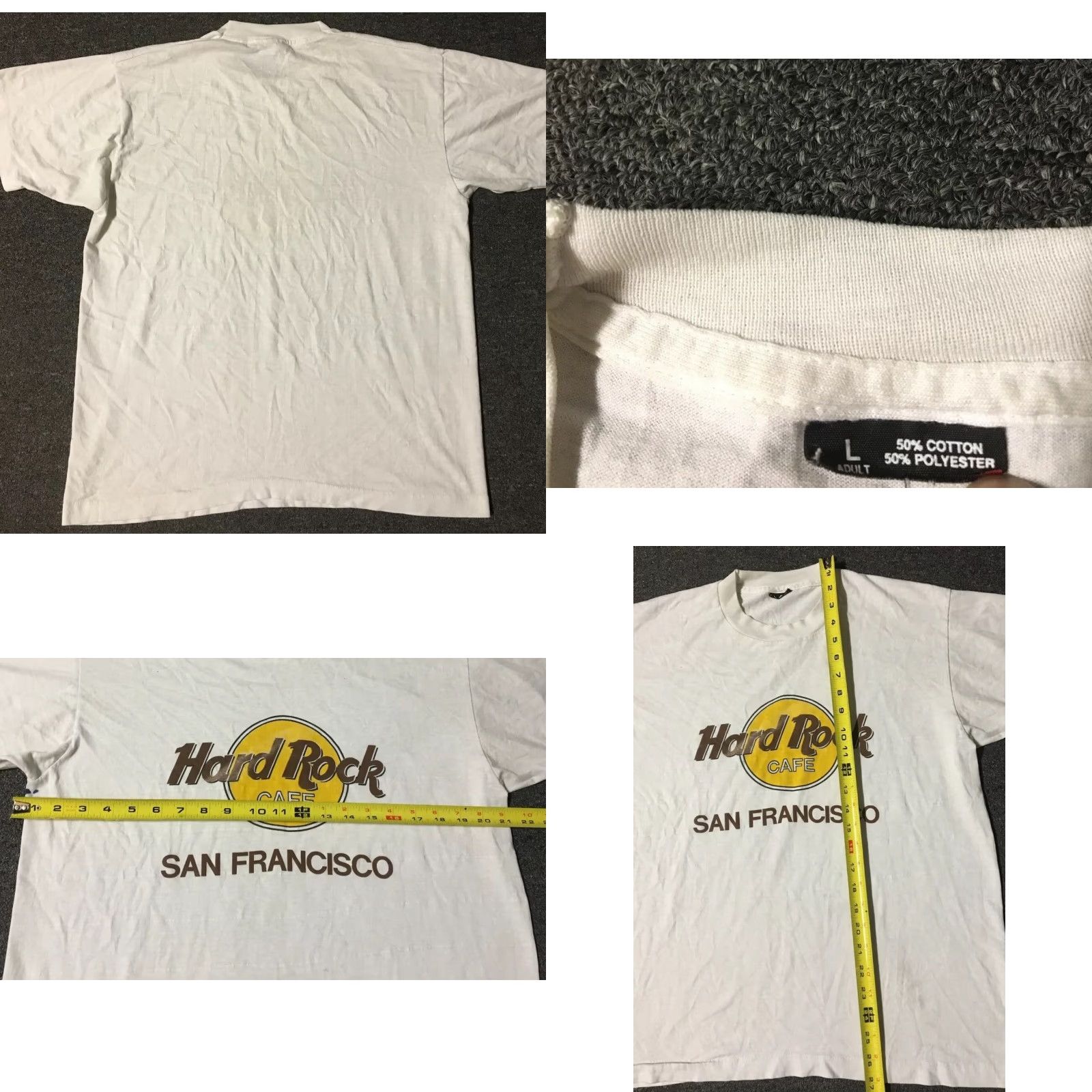 Fruit Of The Loom VINTAGE 90s Hard Rock Cafe San Francisco Distressed White T-Shirt SF USA L Men Single Stitch Shirt Size US L / EU 52-54 / 3 - 8 Thumbnail