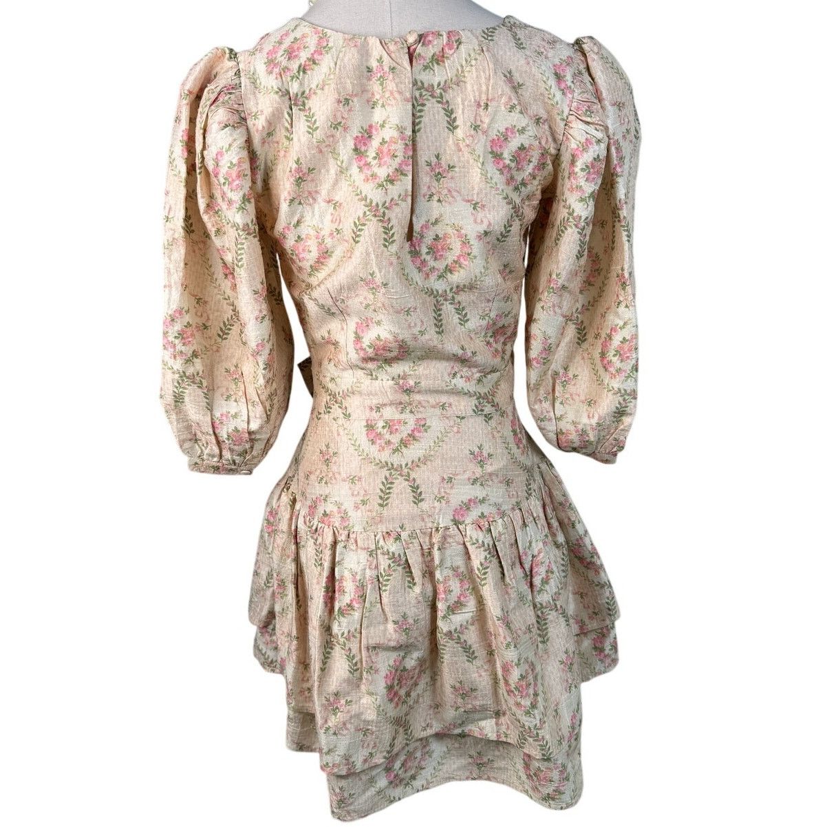 LoveShackFancy LoveShackFancy Pearla Floral Silk Mini Dress rose Size 0 Size XS / US 0-2 / IT 36-38 - 10 Thumbnail