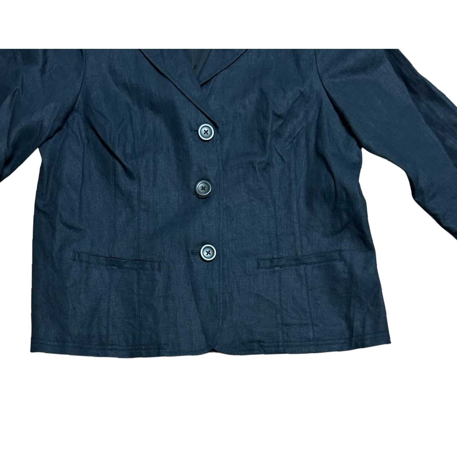 Vintage VINTAGE L.L. Bean Blazer Women’s Size 16P Black 3-Button Lined 100% Linen Y2K Women Mens? Size XXL / US 16-18 / IT 52-54 - 4 Thumbnail