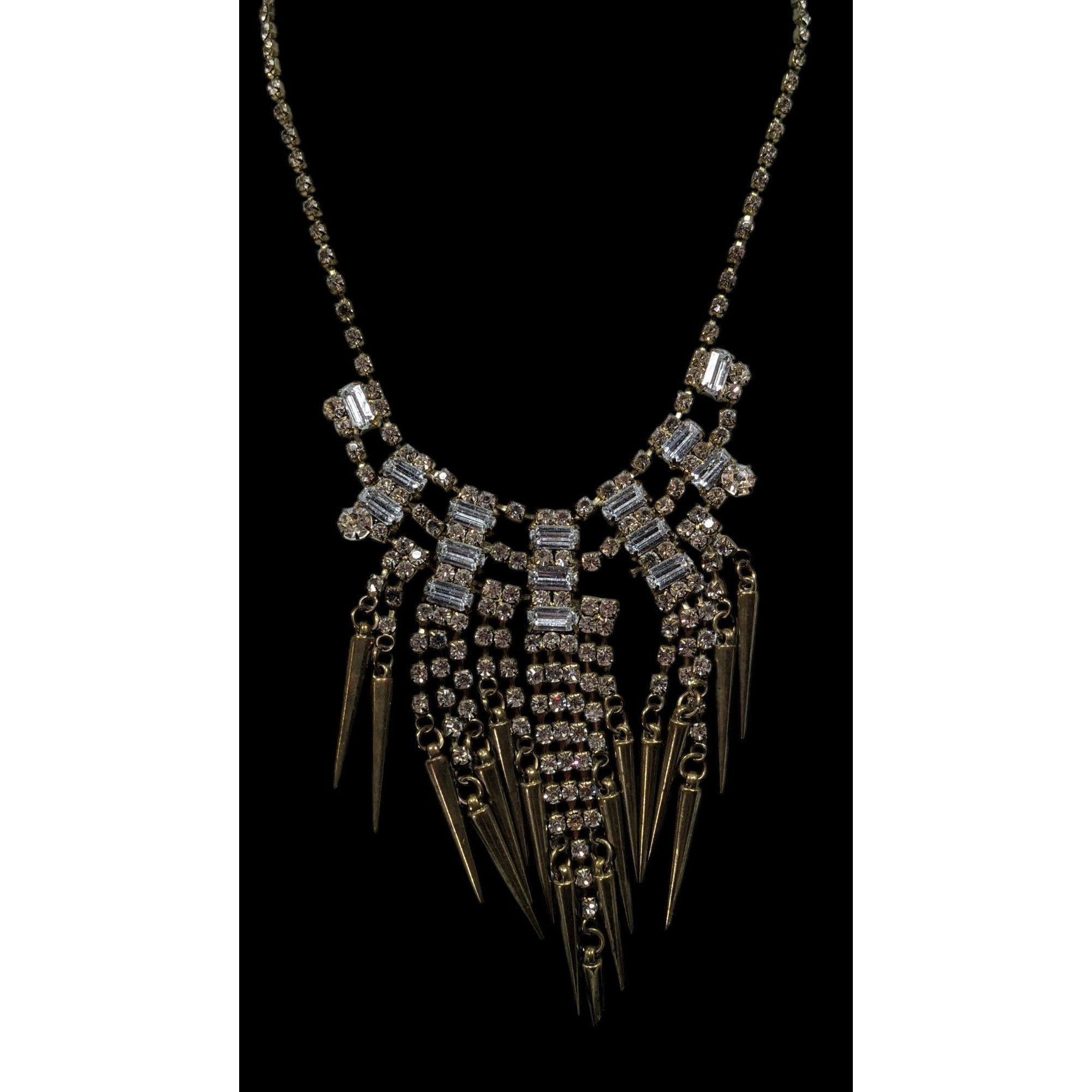 Other Industrial Glam Rhinestone Gold Tone Statement Necklace Size ONE SIZE - 2 Thumbnail