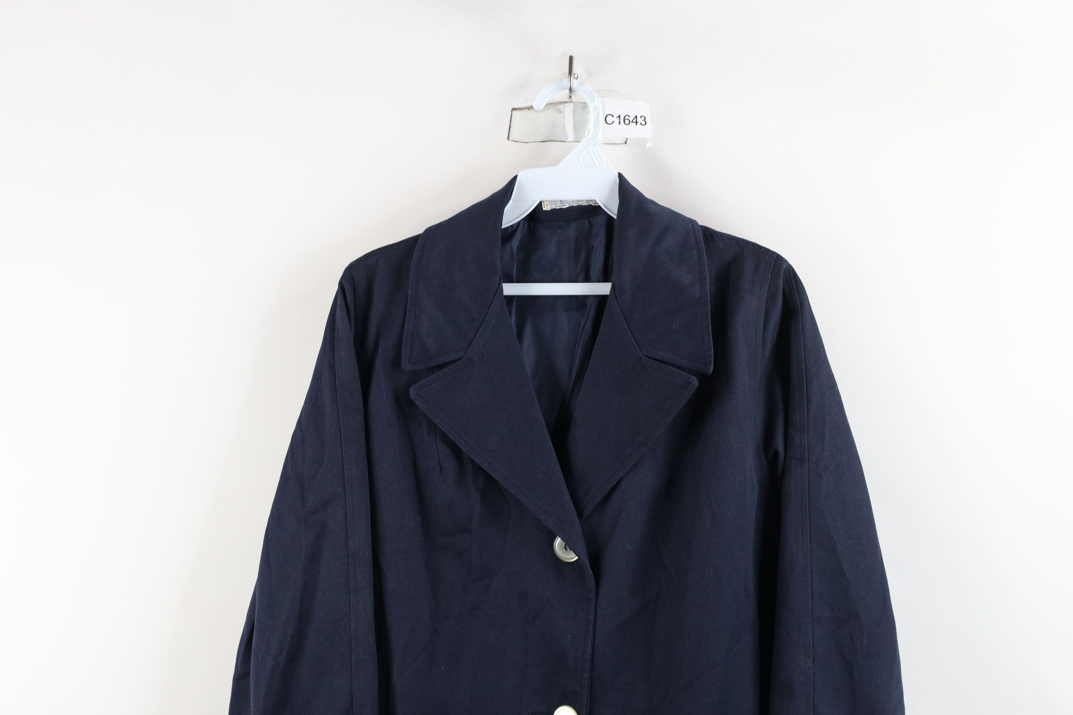 Vintage Vintage 40s 50s Full Button Trench Coat Rain Jacket Blue USA Size L / US 10 / IT 46 - 2 Thumbnail