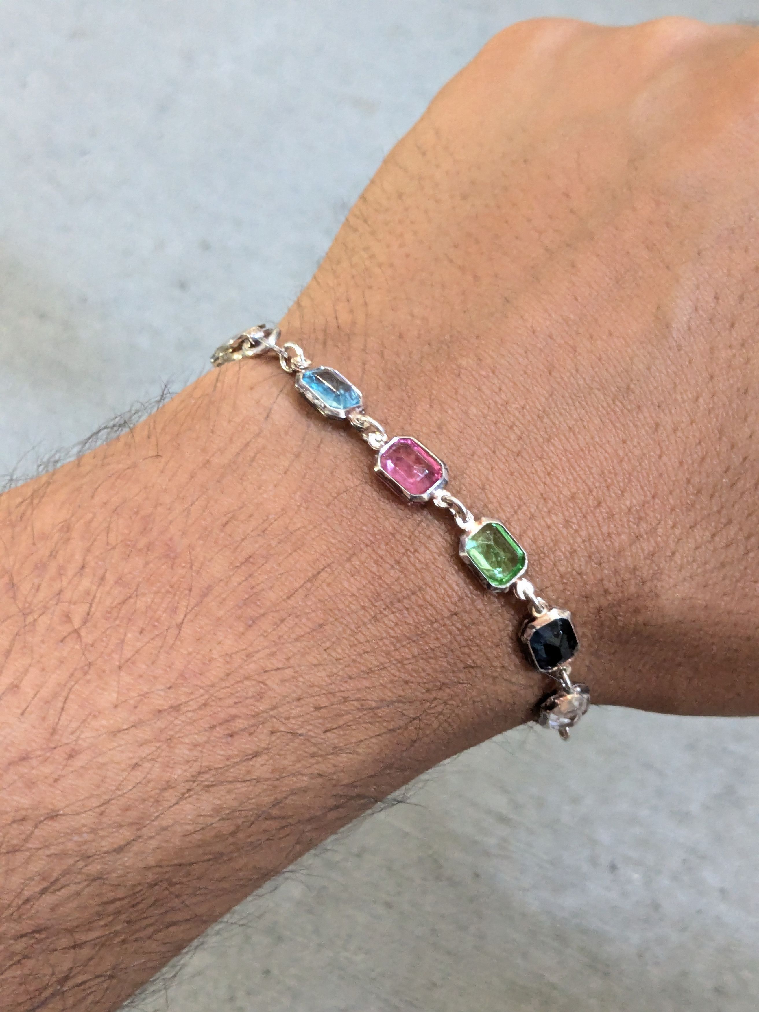 Jewelry × Vintage Vintage Sterling Silver Bracelet Rectangle Chain 7.5" Y2K Size ONE SIZE - 11 Thumbnail