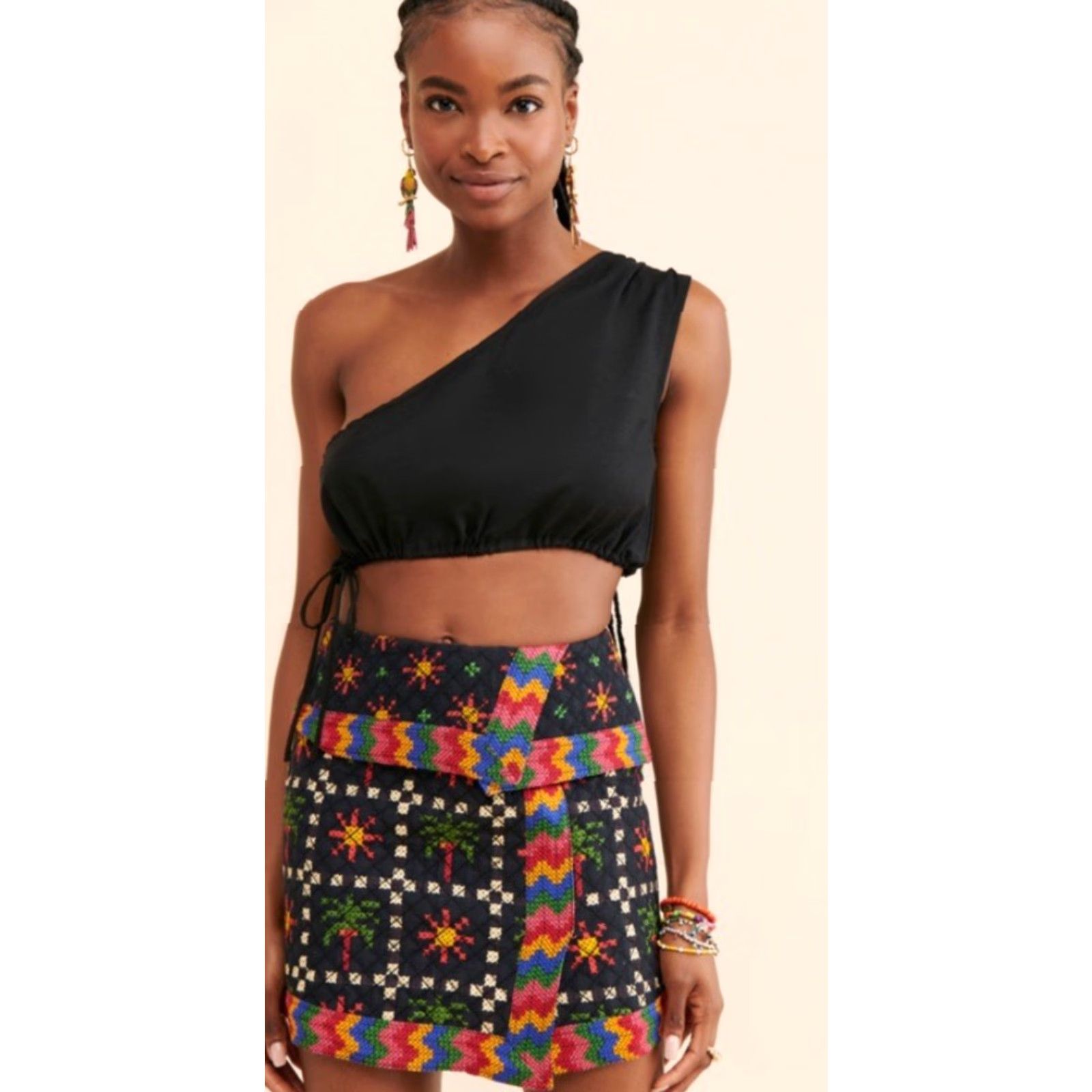 Farm Rio Farm Rio Skirt Womens Mini Quilted Multicolor Macaw Night Size 32" / US 10 / IT 46 - 2 Thumbnail