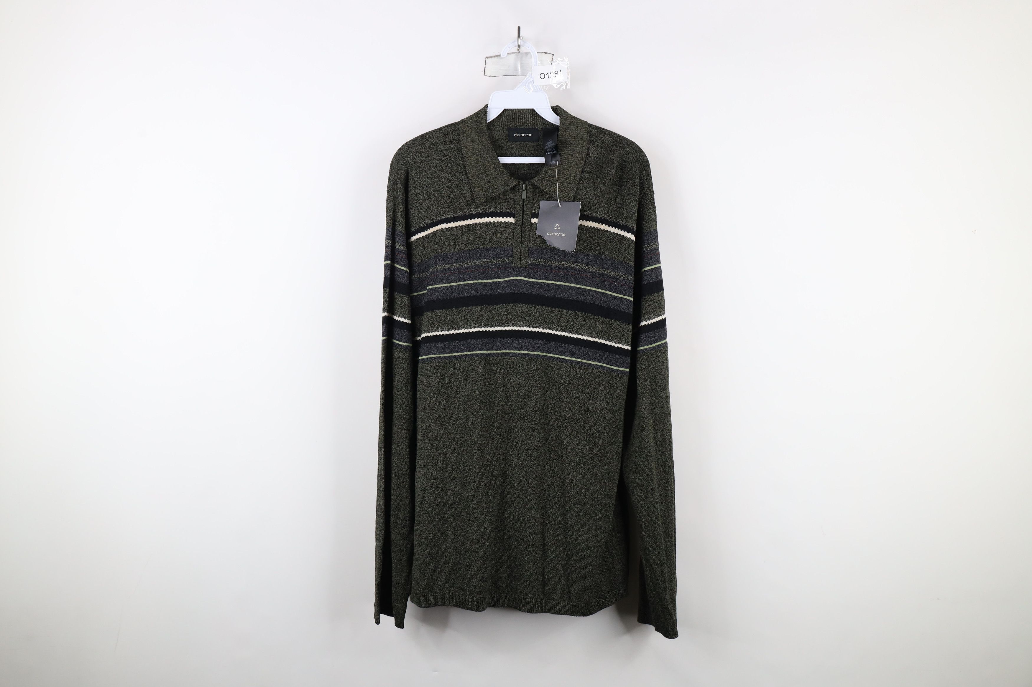 Vintage Deadstock Vintage 90s Streetwear Striped Knit Half Zip Polo Size US M / EU 48-50 / 2 - 1 Thumbnail
