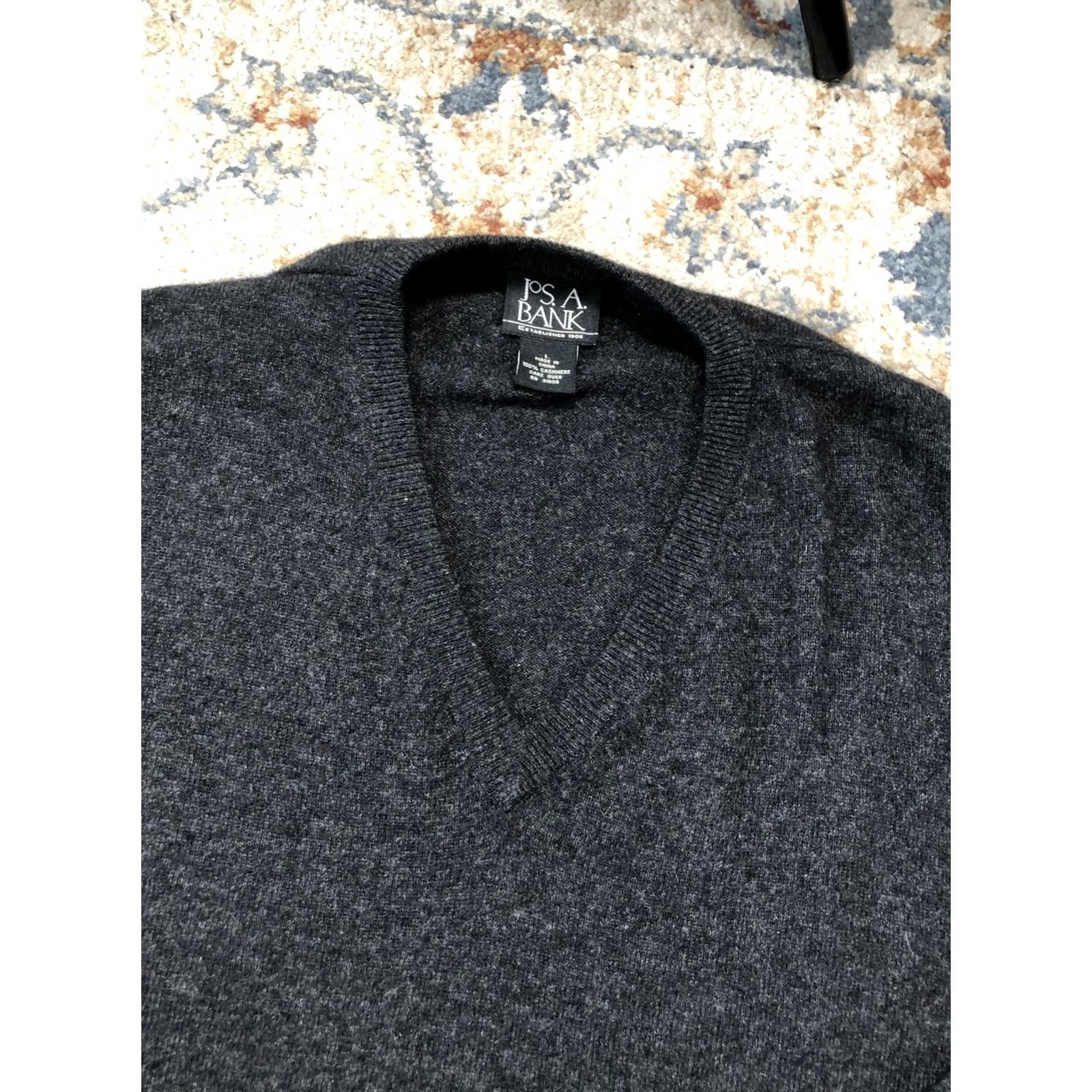 Jos. A. Bank Jos. A. Bank Sweater Mens L Gray 100% Cashmere V-Neck Knit Pullover Lightweight Business Mens Size US L / EU 52-54 / 3 - 6 Thumbnail
