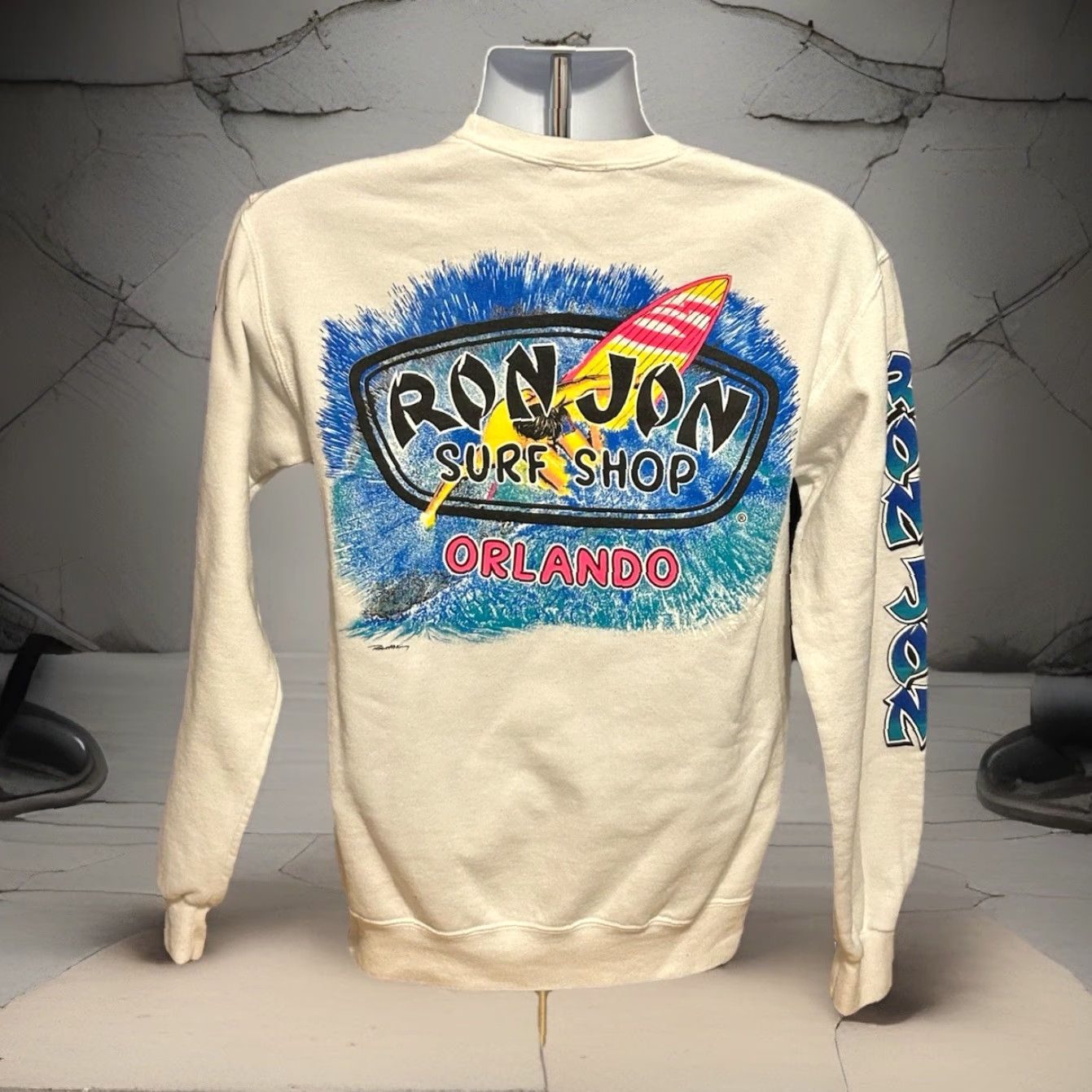 Ron Jon Surf Shop VINTAGE Ron Jon Surf Shop Sweatshirt Adult Small White Double Sided Graphic Print Crew Neck Pullover Long Sleeve Size US S / EU 44-46 / 1 - 5 Thumbnail