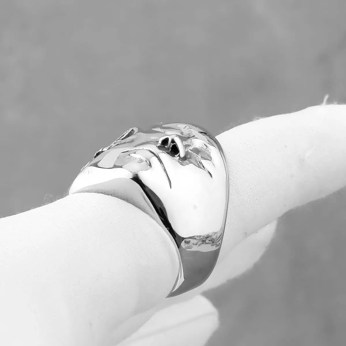 Vintage Gothic Mask Skull Ring Size 44 - 4 Thumbnail