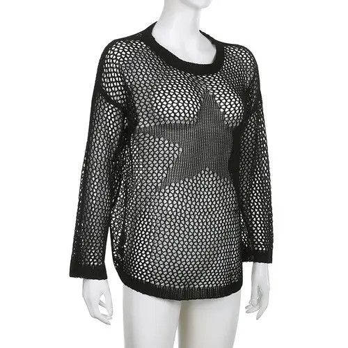 Vintage Y2K Distressed Crochet Star Knitted Sweater Size L / US 10 / IT 46 - 3 Thumbnail
