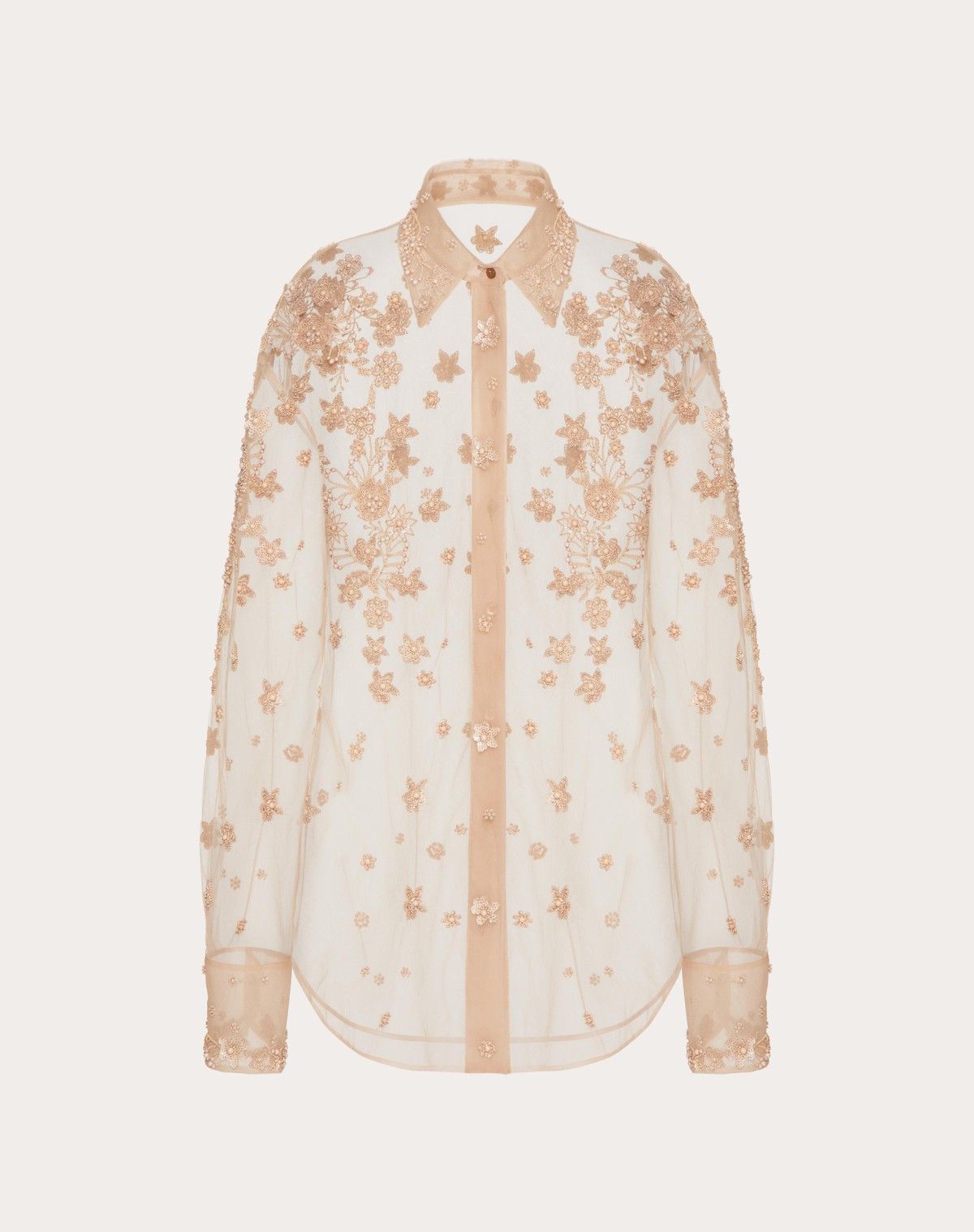 Valentino o1s1wg110525 Embroidered Tulle Illusione Shirt in Multicolor Size S / US 4 / IT 40 - 1 Thumbnail