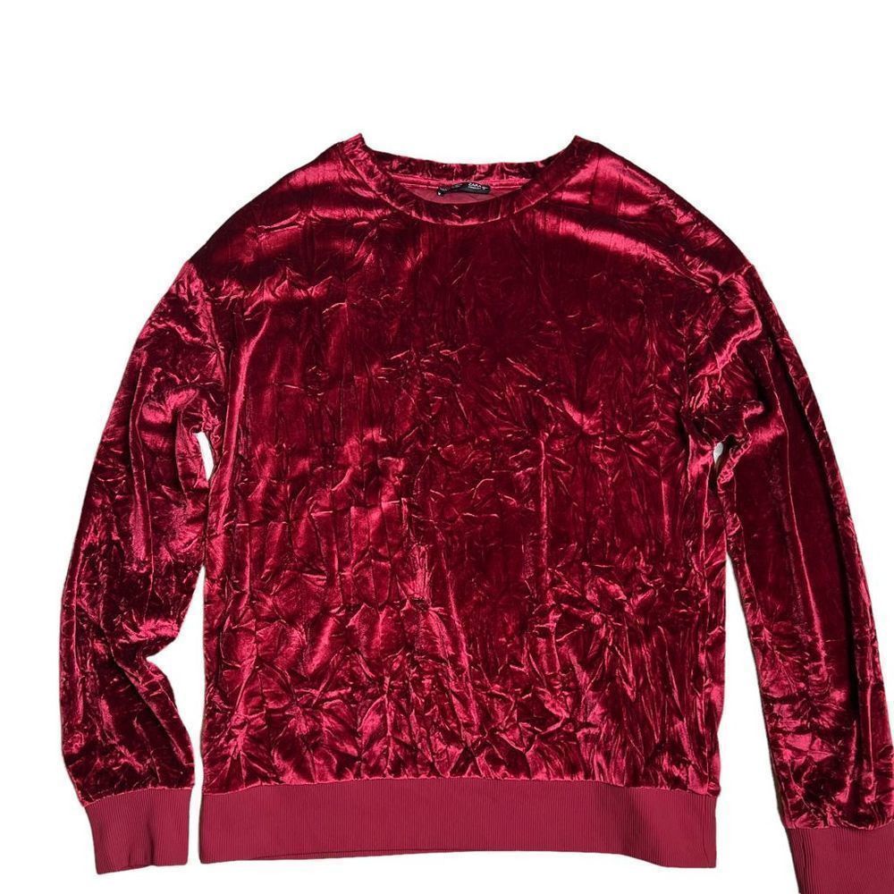 Zara Zara velvet sweatshirt top burgundy S (303/2) Size S / US 4 / IT 40 - 9 Thumbnail