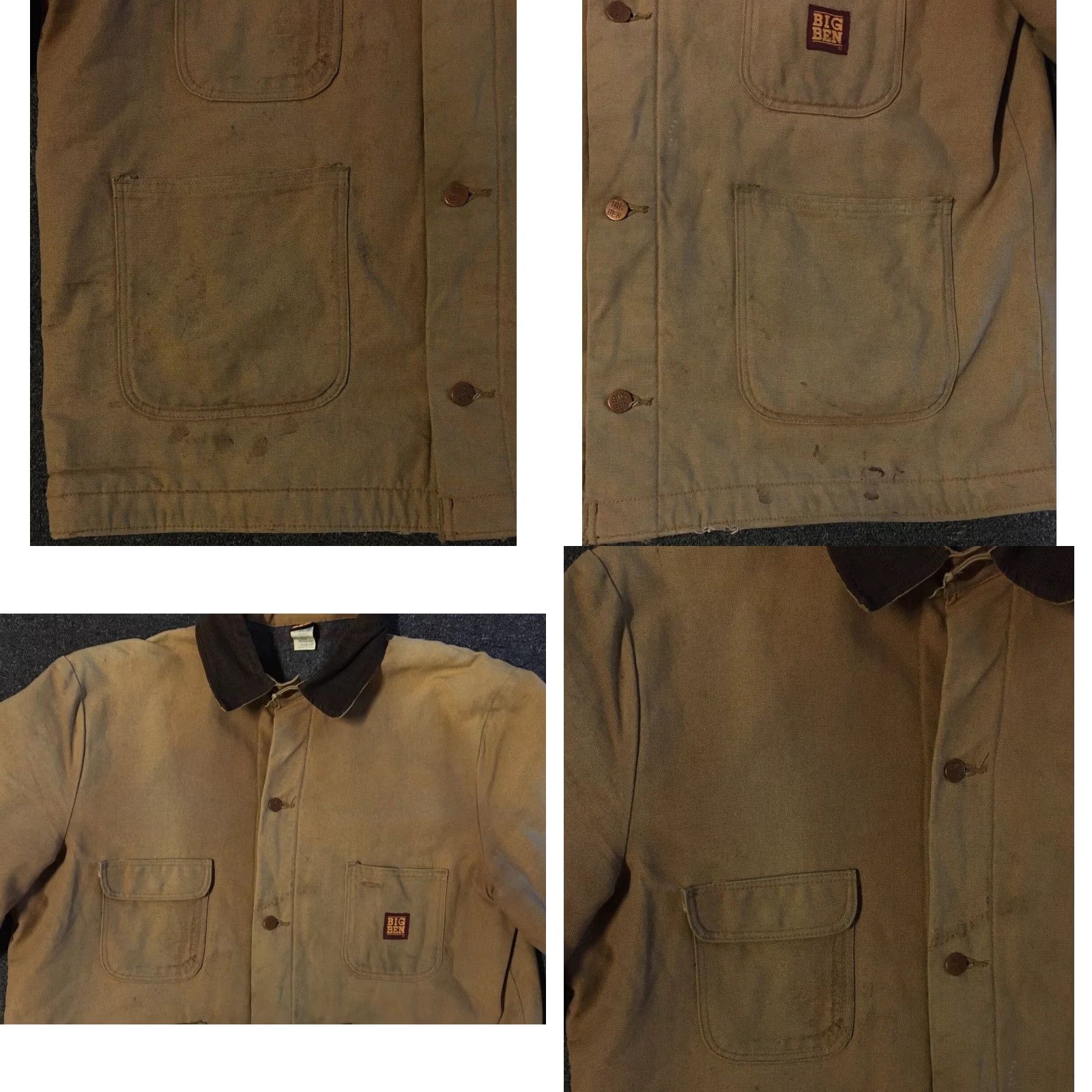 Vintage VINTAGE 90s Big Ben Faded Distress Chore Jacket 46 Work Grunge Biker Trucker 80s Size US S / EU 44-46 / 1 - 8 Thumbnail