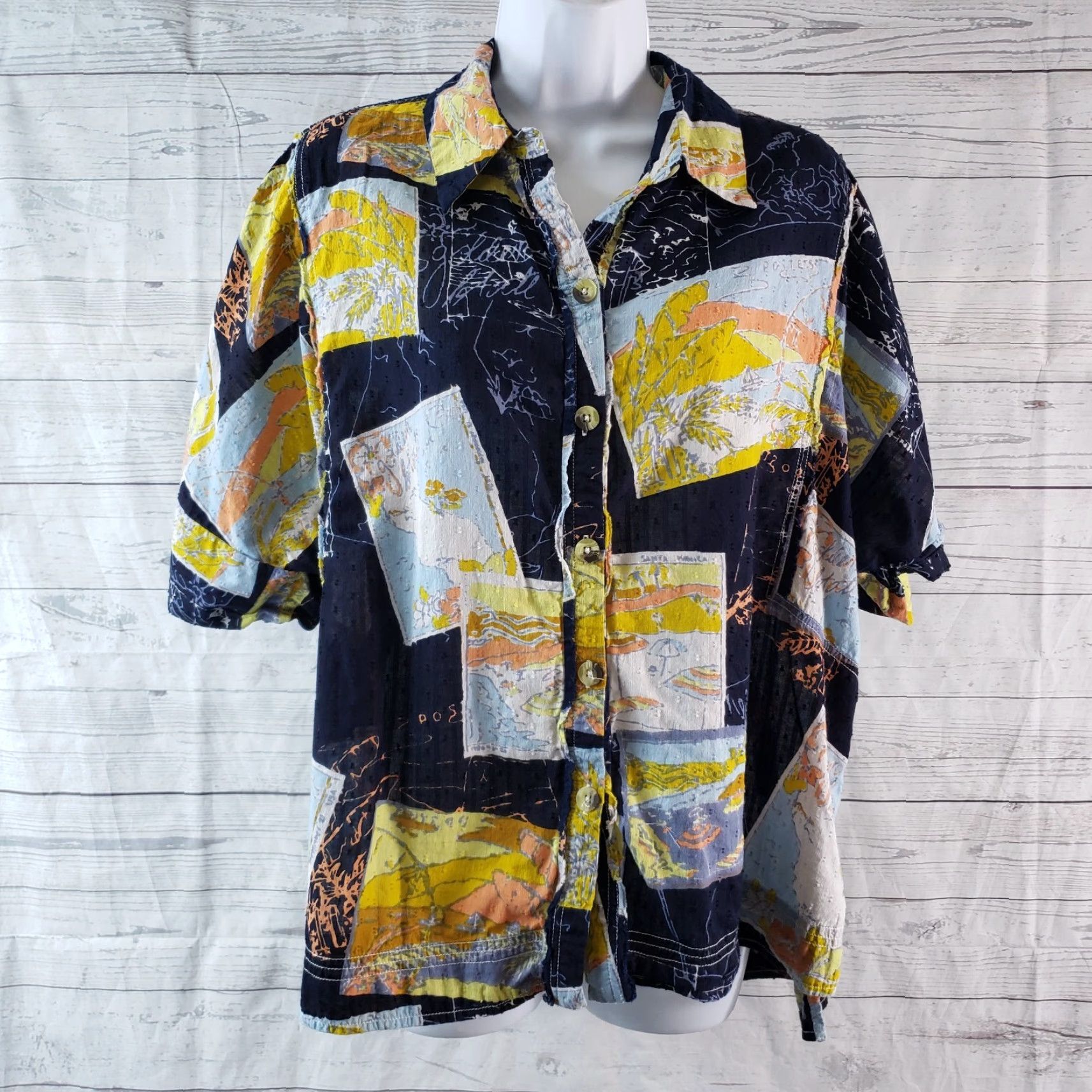 Vintage We The Free Womens Button-Front Shirt Sz S Oversized Cotton Blue Love Letters Size S / US 4 / IT 40 - 2 Thumbnail