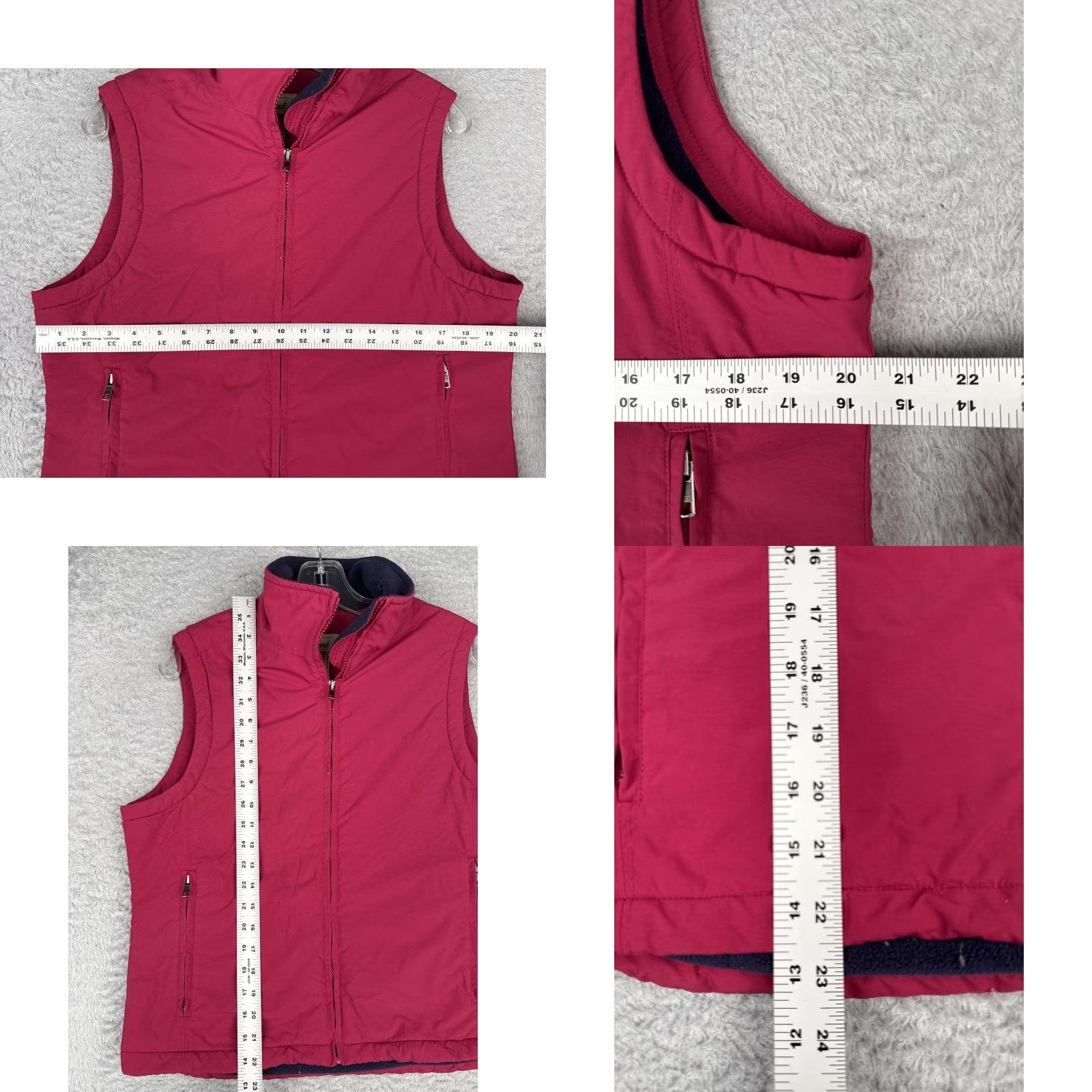 Vintage LL Bean Vest Womens Medium Raspberry Red Fleece Lined Nylon Zip Pockets Outdoor Size M / US 6-8 / IT 42-44 - 8 Thumbnail