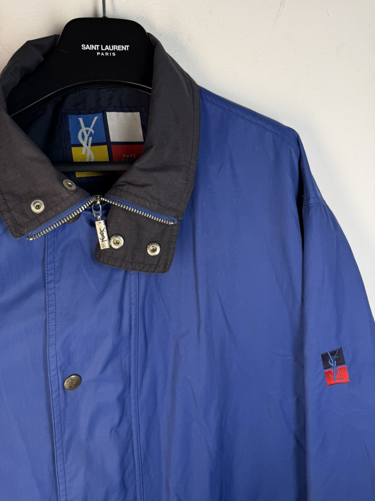 Yves Saint Laurent Autumn YSL Jacket Blue YSL Coat Zip Up Collar Vintage Size US L / EU 52-54 / 3 - 1 Thumbnail
