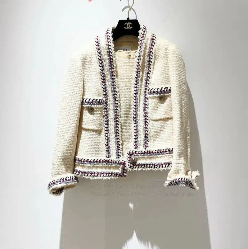 Chanel Ivory Cotton Blend Long Sleeve Cardigan .