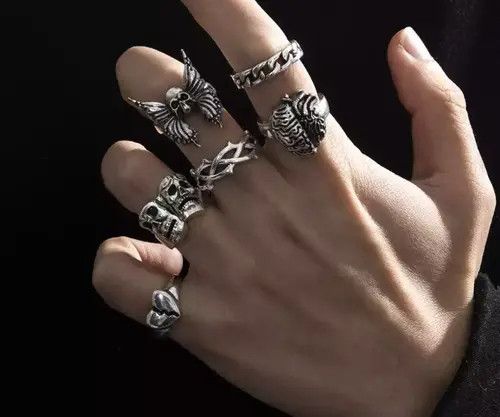 Jewelry Brain Theme Set Ring -6 pieces/ Lot Size ONE SIZE - 1 Thumbnail