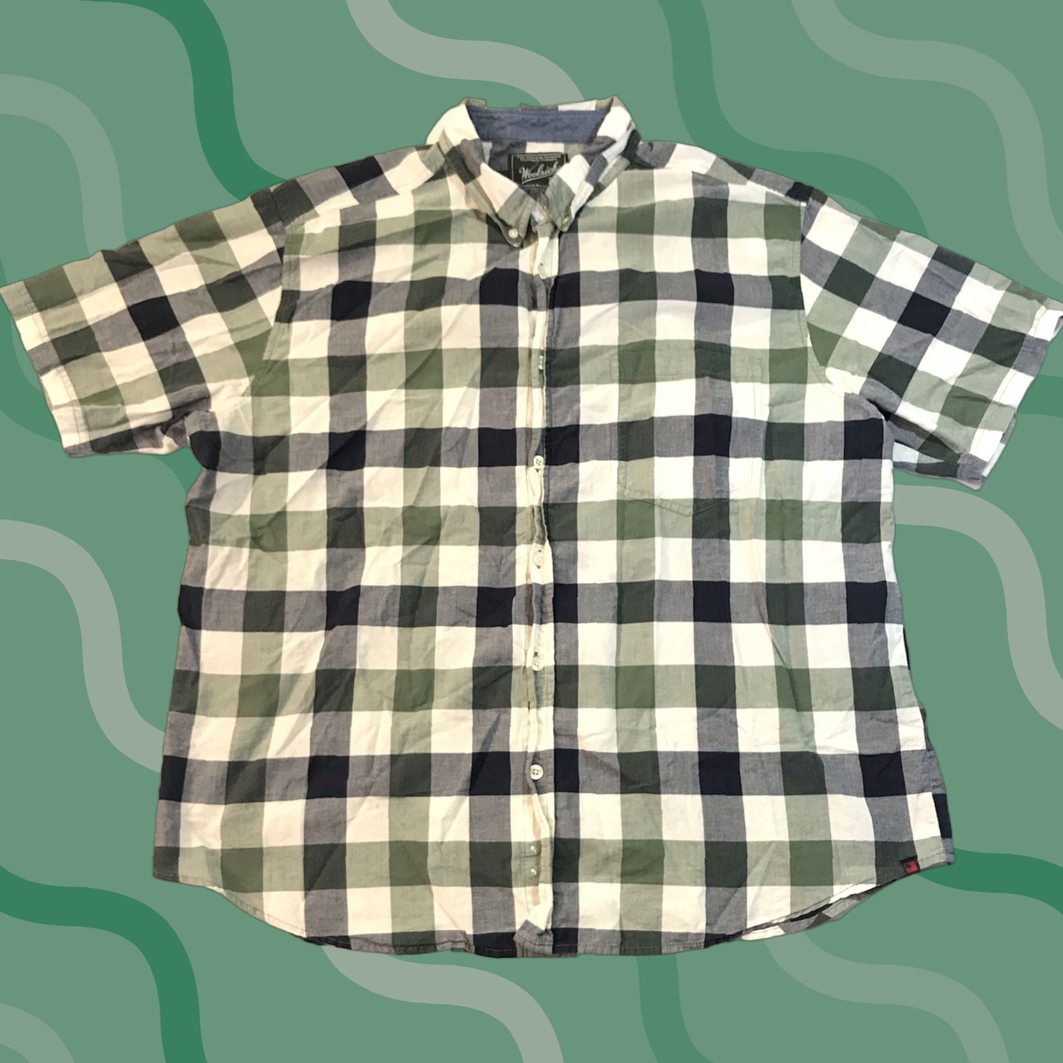 Vintage Woolrich Men's Short Sleeve Button-Up Shirt Plaid Green White Casual 2XL Size US XXL / EU 58 / 5 - 1 Thumbnail