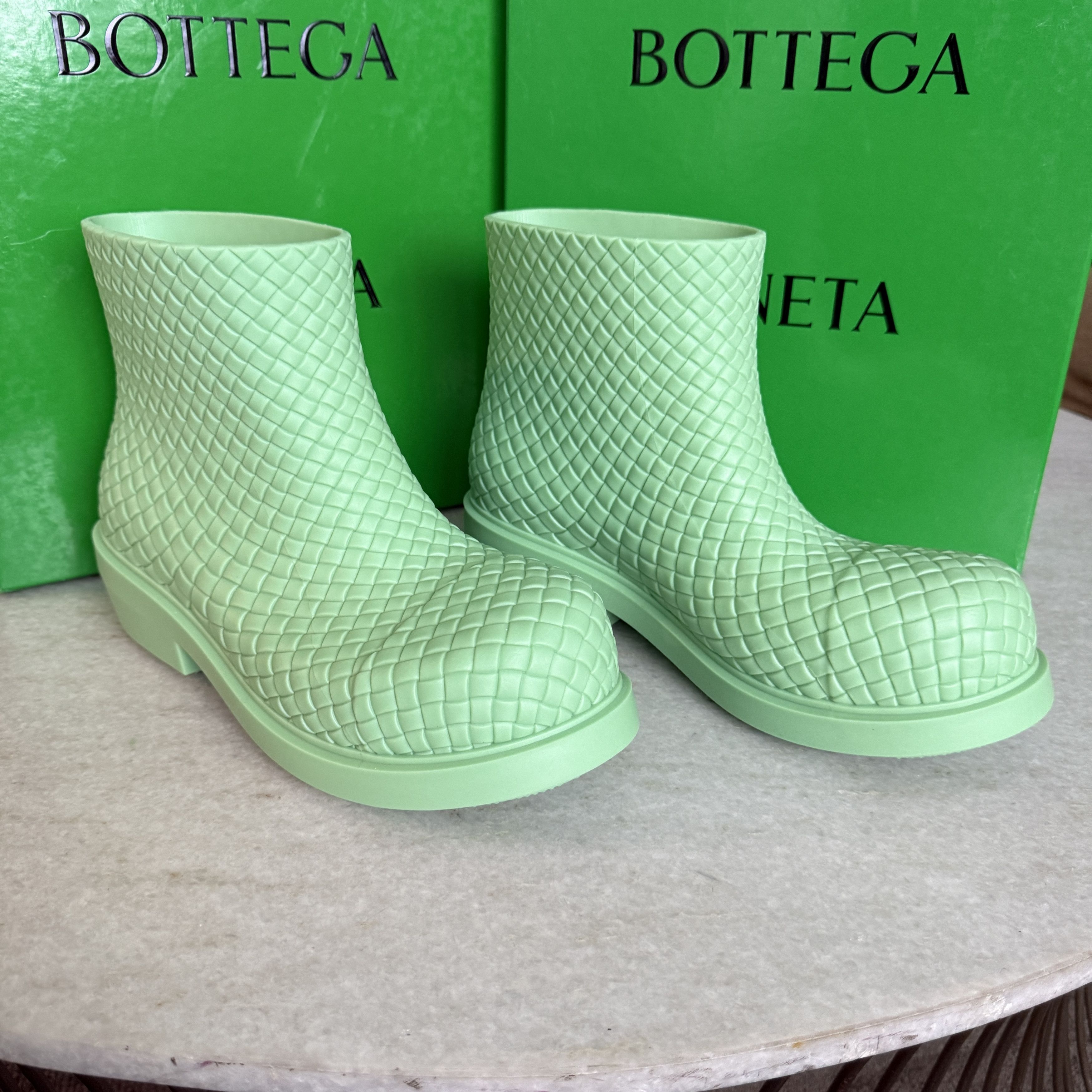 Bottega Veneta Bottega Veneta 763725 Green Men's Rubber Fireman Boots, 42 Size US 10 / EU 43 - 1 Thumbnail