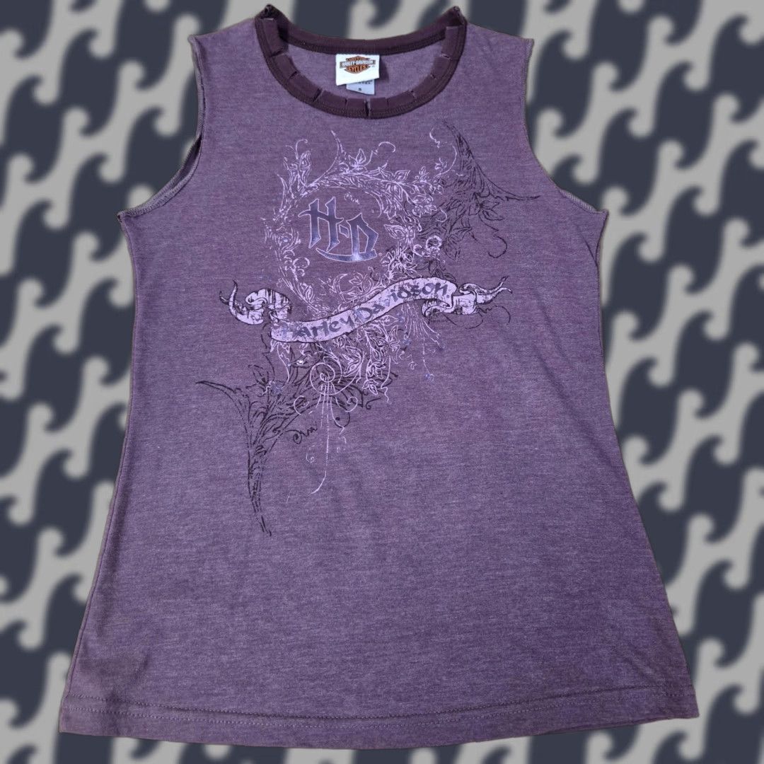 Harley Davidson Harley-Davidson Shirt Womens Small Sleeveless Purple San Juan Puerto Rico USA Biker Tank Crew Neck Cotton Polyester Size S / US 4 / IT 40 - 1 Thumbnail