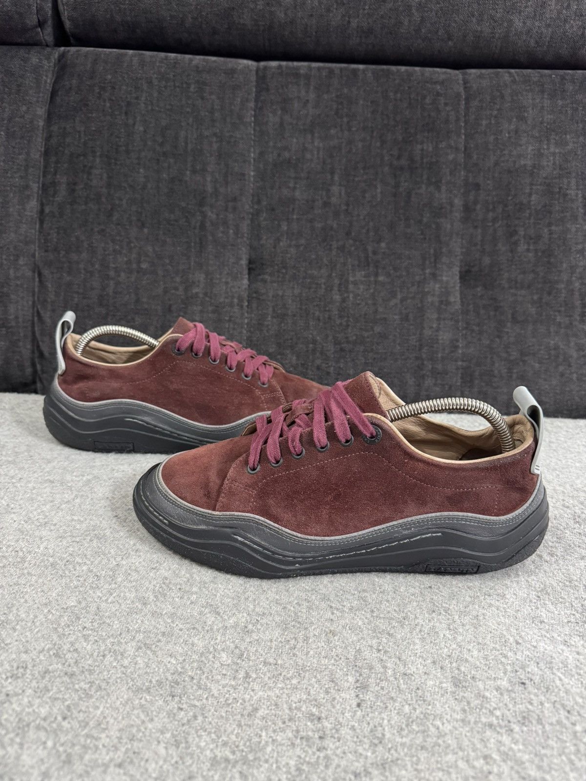 Lanvin Lanvin L Low Top Suede Leather Burgundy Sneakers UK7 41 Size US 8 / EU 41 - 2 Thumbnail