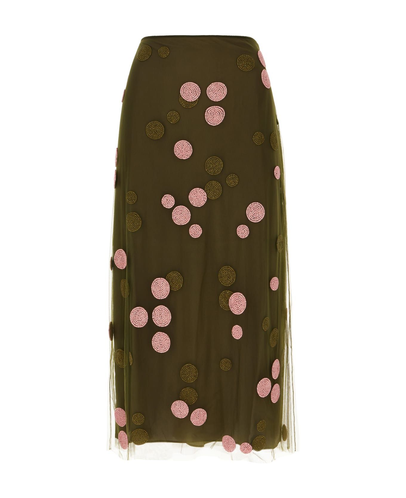 Fendi o1s1wg110226 Midi Skirt in Military Green/Pink Size 26" / US 2 / IT 38 - 1 Thumbnail