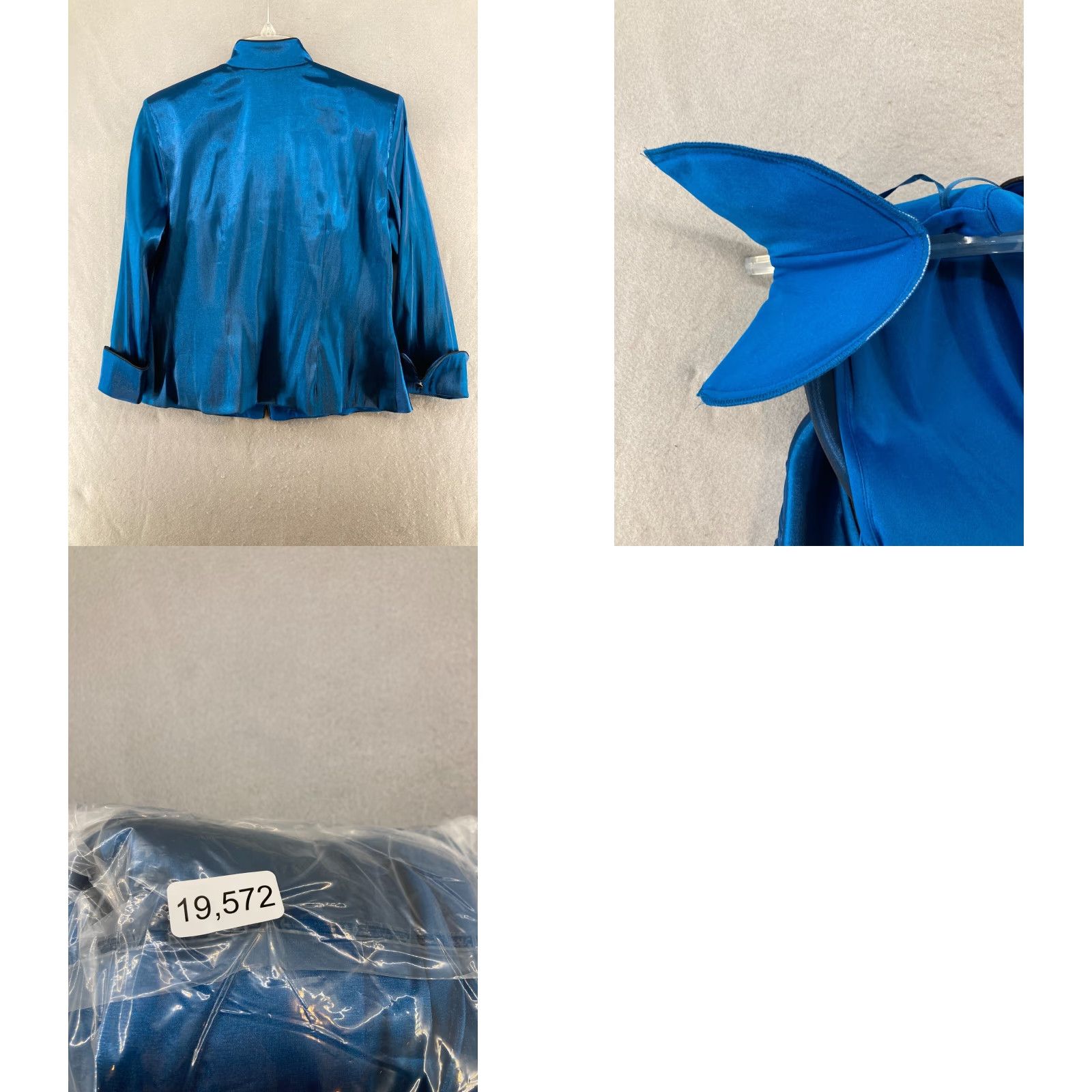 Vintage VINTAGE JR Nites By Carol Lin Womens Shirt Blouse 10 Blue 70s 80s Shoulder Pads Satin Polyester Blend V-Neck Long Sleeve Button Size L / US 10 / IT 46 - 10 Thumbnail