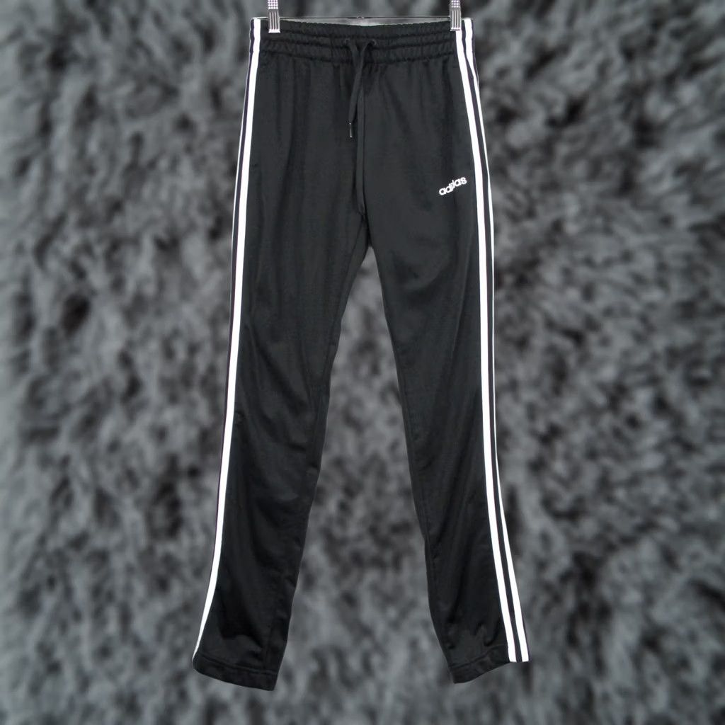 Adidas Adidas Track Pants Mens 27 Black 3-Stripes Elastic Waist Pockets Slim Athletic Size US 27 - 1 Thumbnail