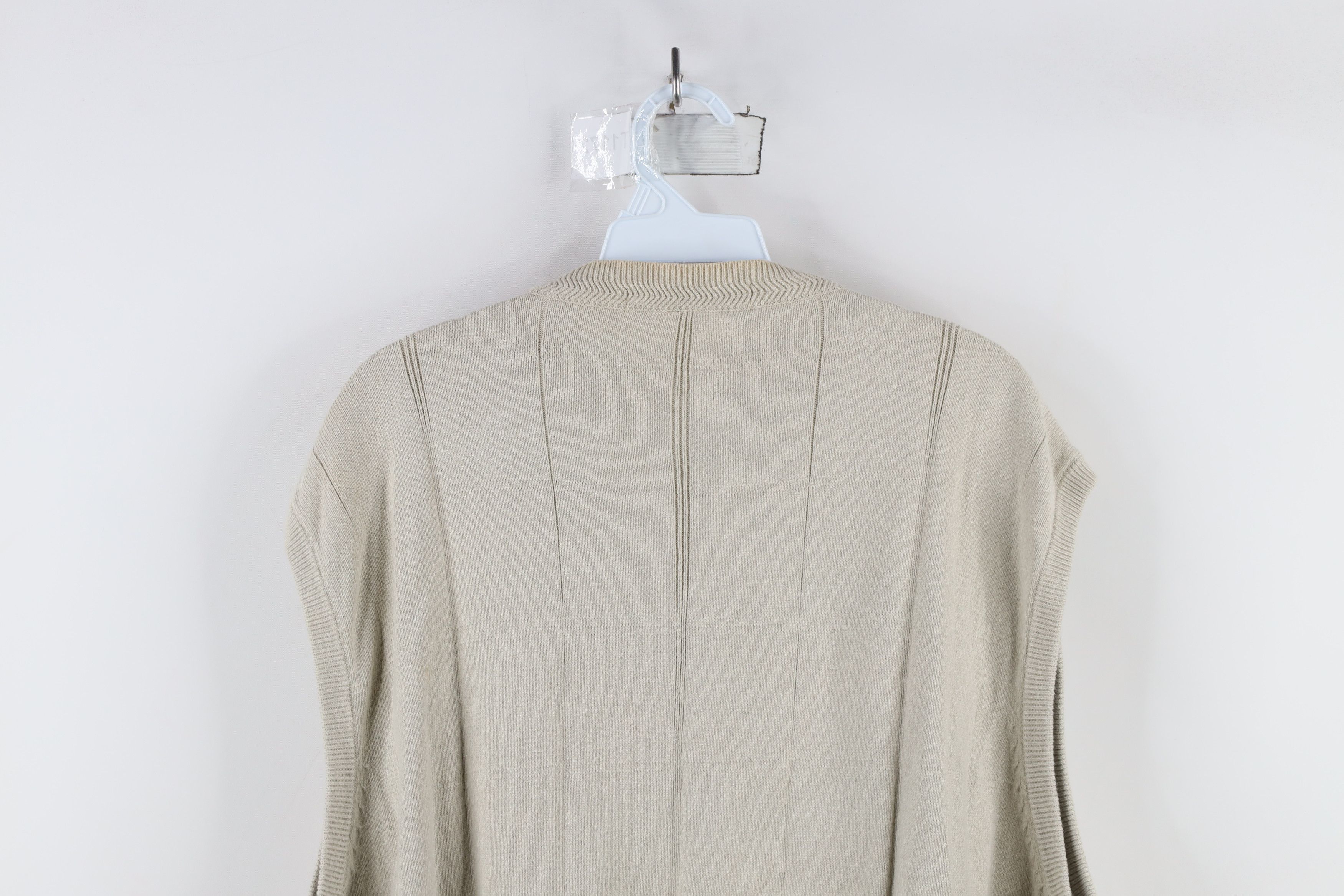 Vintage Vintage 90s Streetwear Cotton Knit V-Neck Sweater Vest Beige Size US XL / EU 56 / 4 - 9 Thumbnail