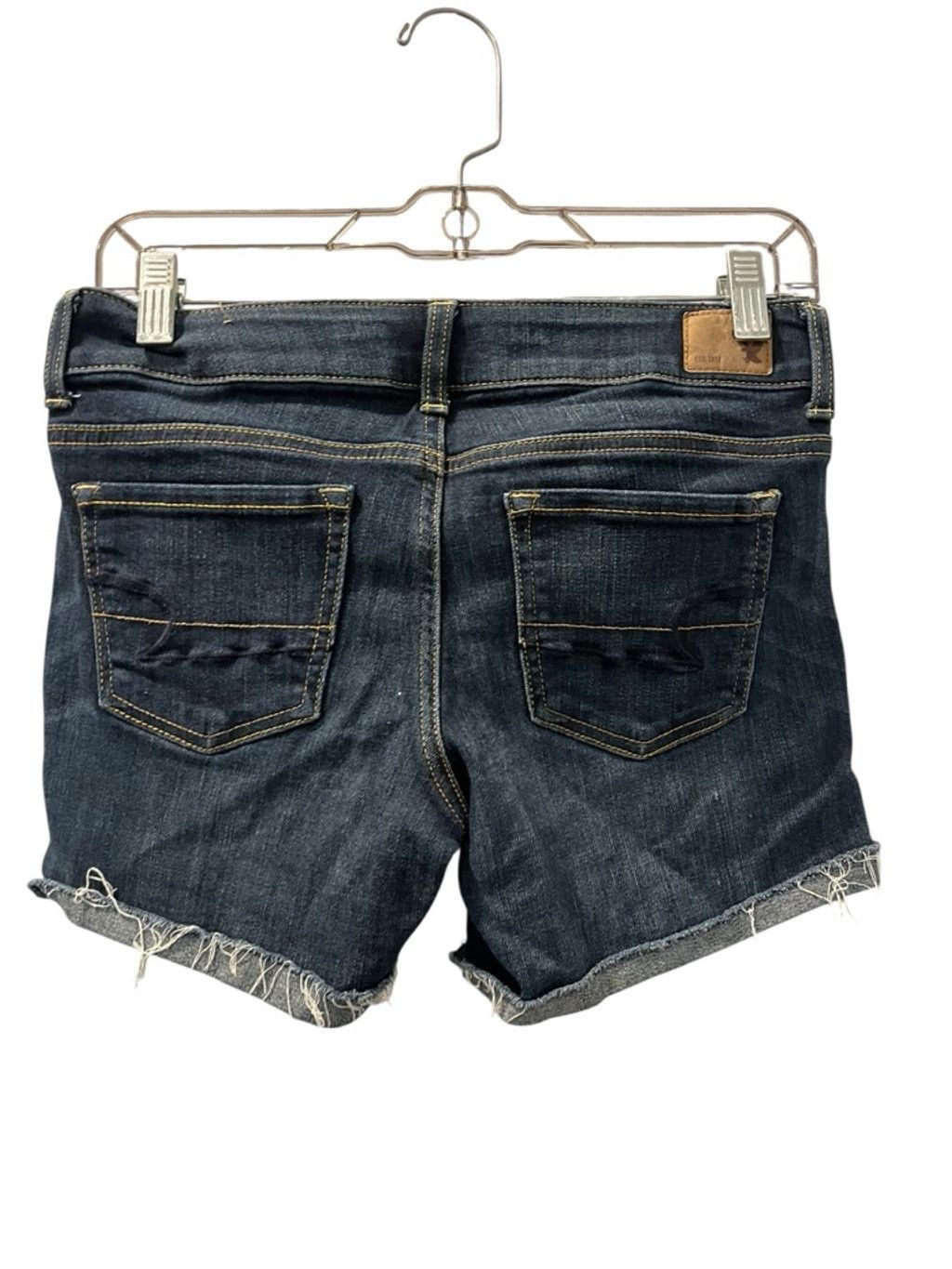 American Eagle Outfitters American Eagle Super Stretch Dark Blue Denim Shorts Size 4 Size 29" - 6 Thumbnail