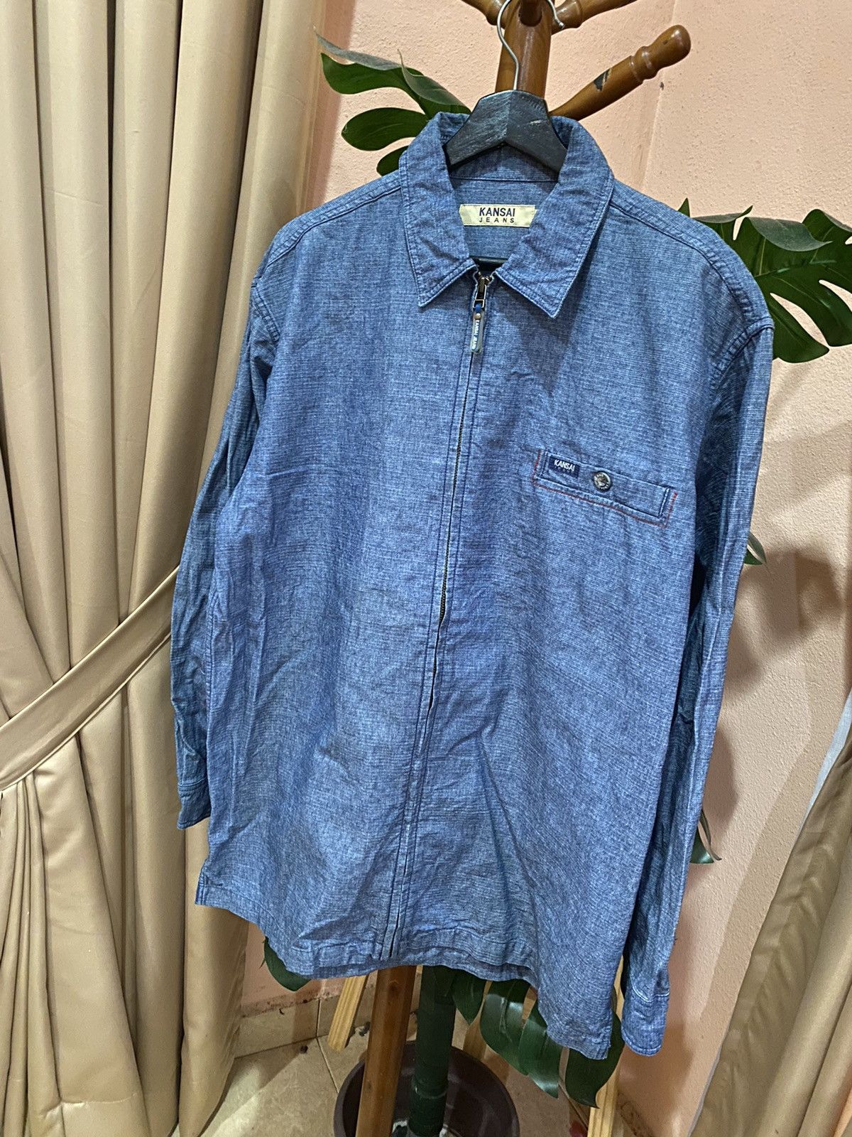 Kansai Yamamoto Vintage Kansai Jeans Denim Workwear Jacket Chambray Zip-Up Size US XL / EU 56 / 4 - 4 Thumbnail