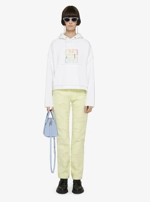 Givenchy o1srvl11e0625 4G Peace Logo Hoodie in White Size S / US 4 / IT 40 - 2 Thumbnail