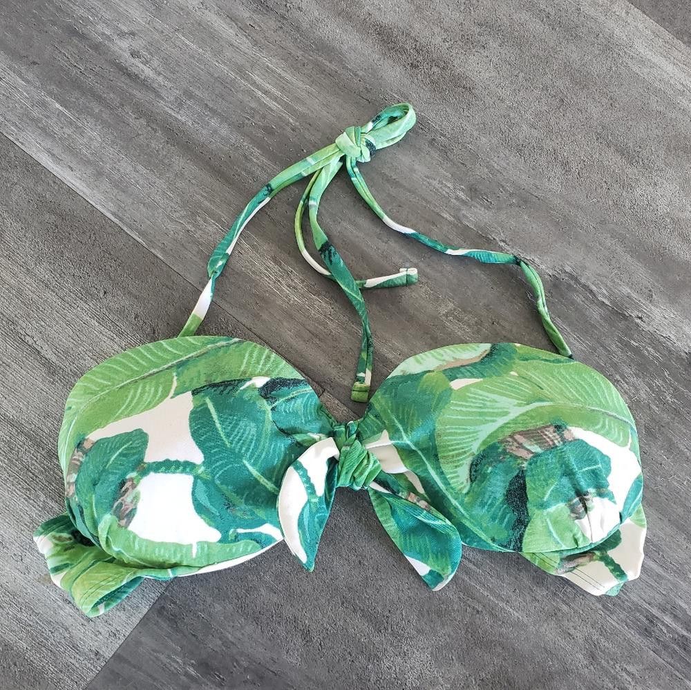 Designer Green Tropical Bustier Bikini Top Size ONE SIZE - 1 Thumbnail