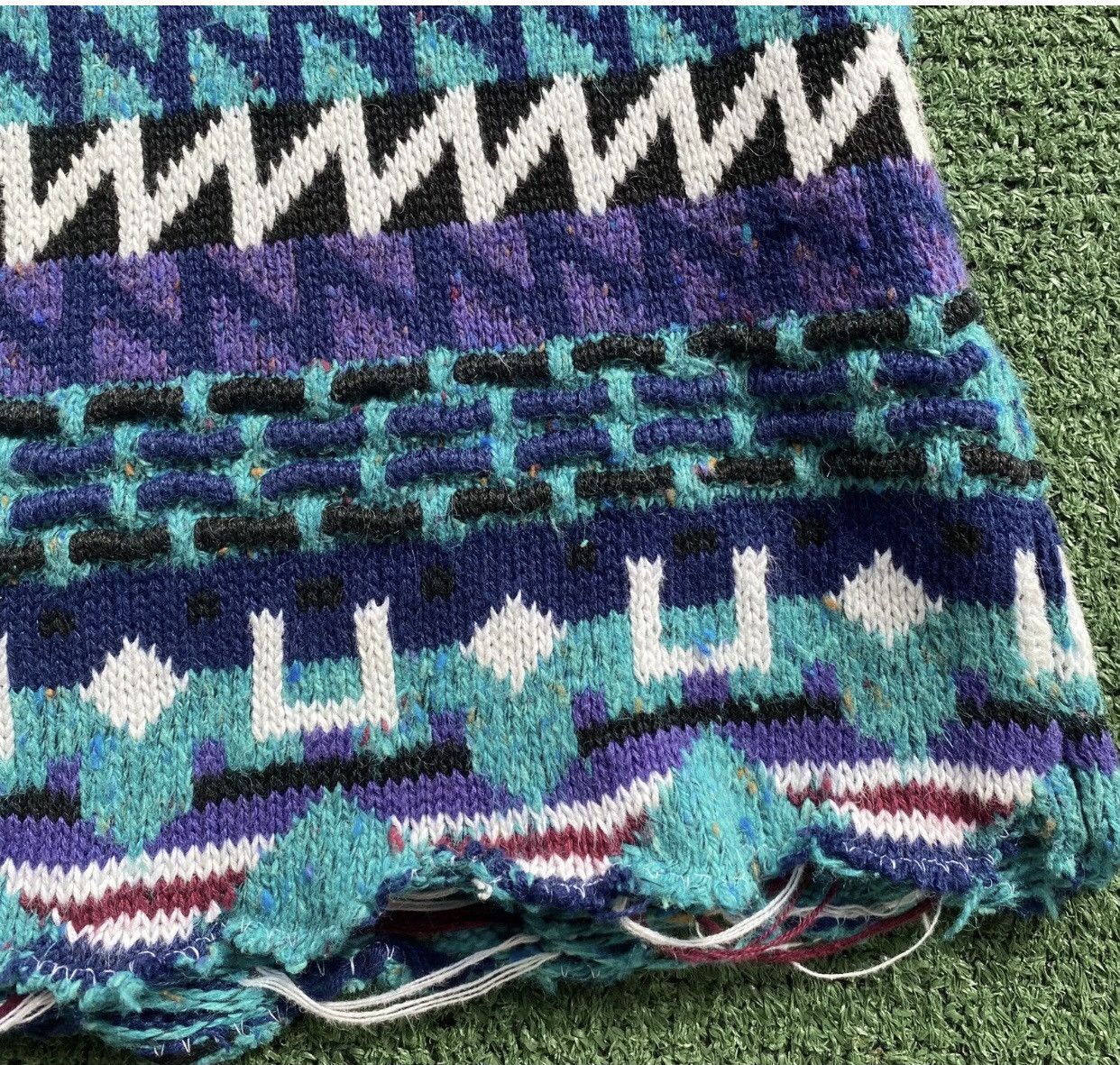 Handmade Up Cycled Colorful Pattern One Of A Kind Sweater Large Size L / US 10 / IT 46 - 5 Thumbnail