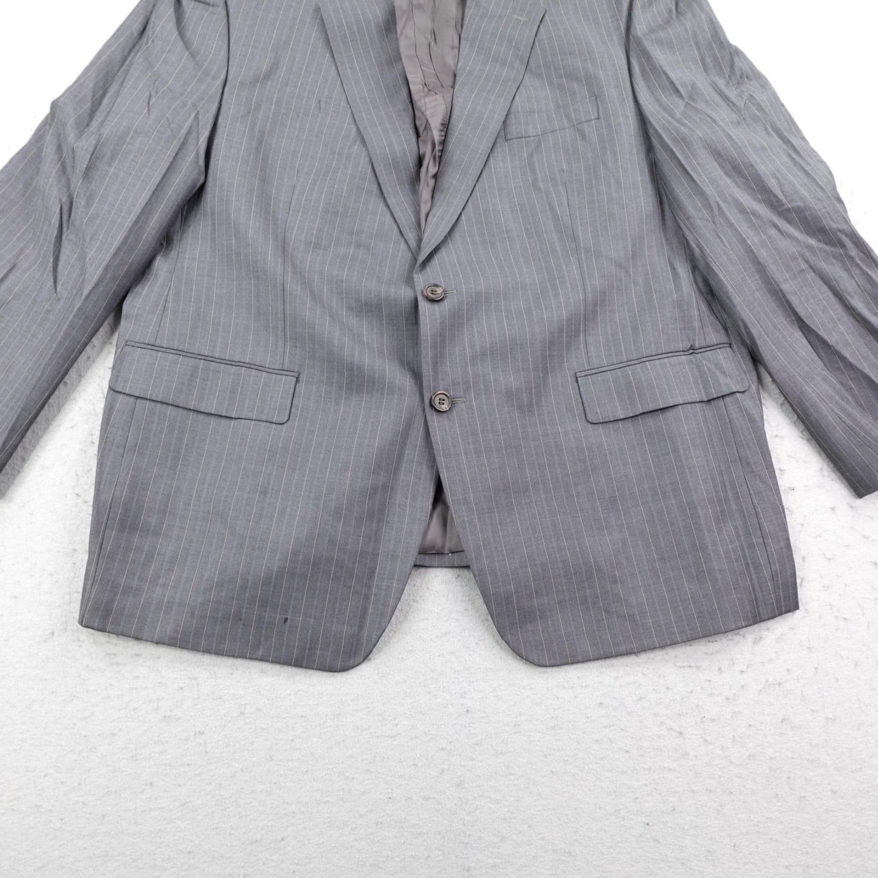 Ralph Lauren Lauren Ralph Lauren Blazer Mens 48R Gray Pinstripe Wool Suit Jacket Sport Coat Size 48R - 3 Thumbnail