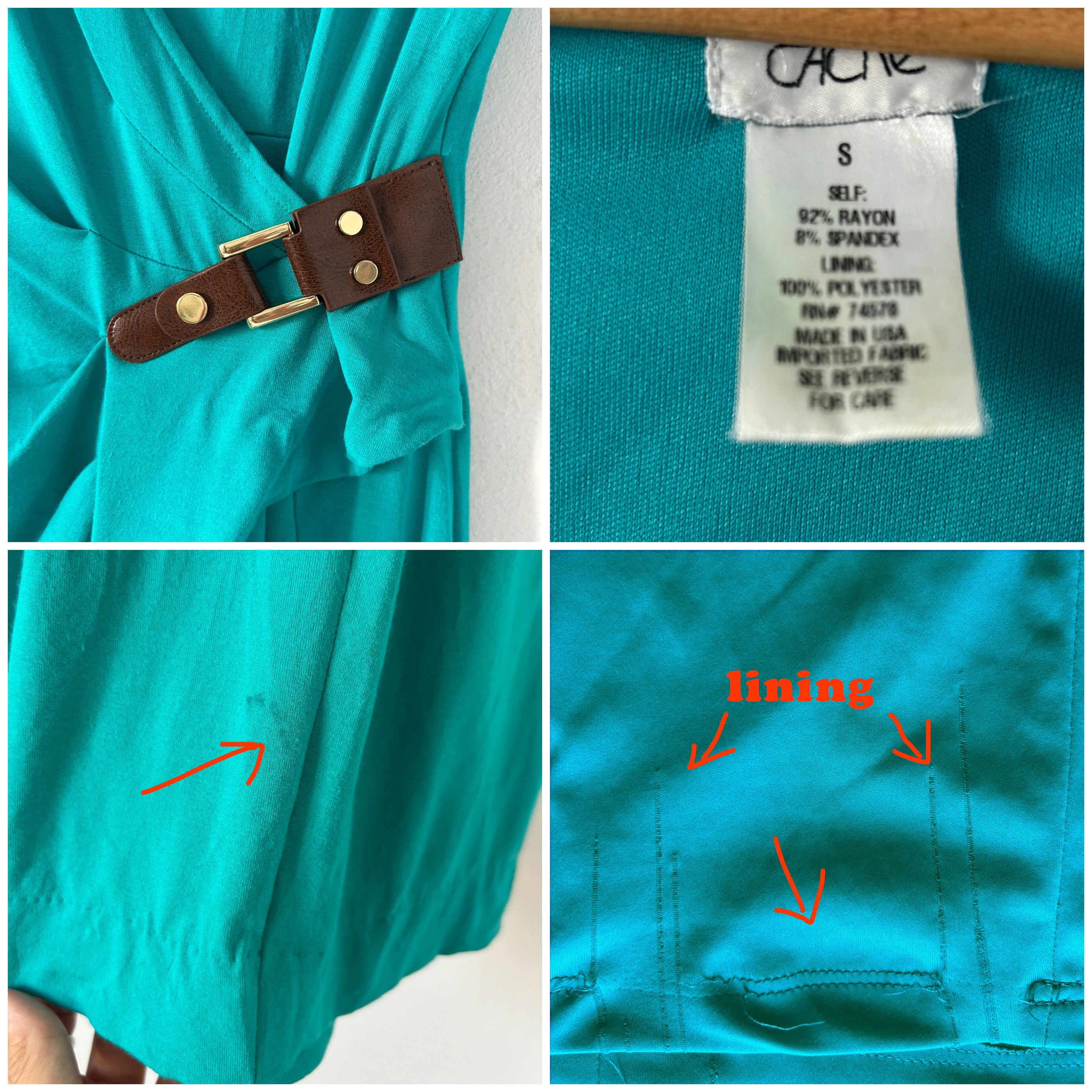 Vintage Vintage 90s CACHE Turquoise Knit Dress Size S / US 4 / IT 40 - 9 Thumbnail