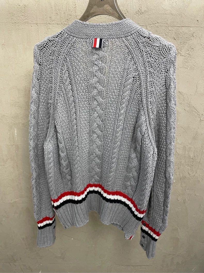 Thom Browne Thom browne Gray arm hem stripe knitted cardigan jacket 250 Size US L / EU 52-54 / 3 - 4 Thumbnail