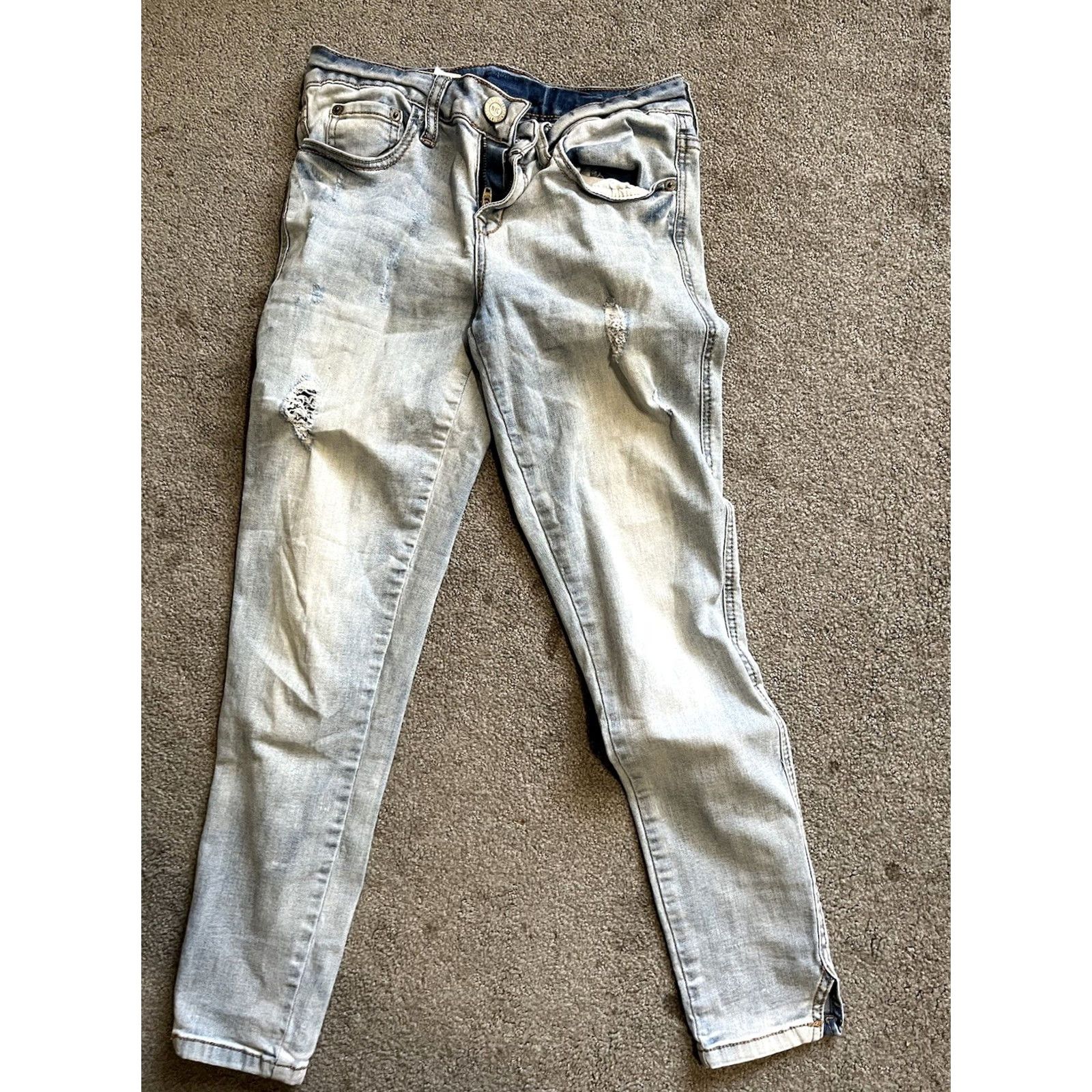 Aeropostale Aeropostale Jeans Jegging Denim 4 Womens Regular Blue Distressed 5-Pocket Inseam 27in Mid Rise Cotton Blend Button Zipper Denim Surface Logo Size 27" / US 4 / IT 40 - 3 Thumbnail