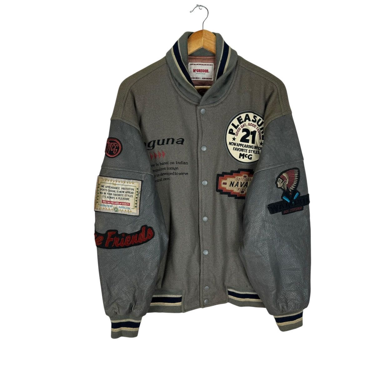 McGregor 🌟90s McGREGOR NAVAJO LEATHER VARSITY JACKET Size US L / EU 52-54 / 3 - 5 Thumbnail