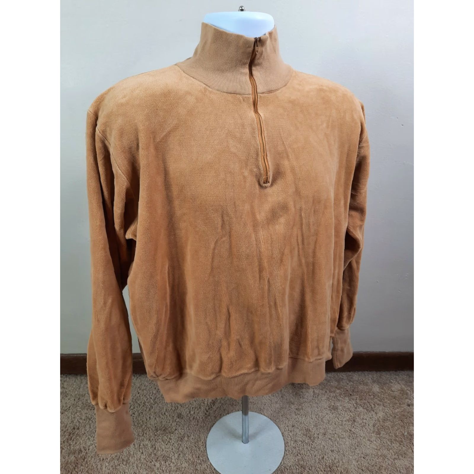 Vintage VINTAGE Munsingwear Sweatshirt 1/4 Zip Pullover Terry Cloth Men’s Size Large Beige 80s Knit Cotton Mens Size US L / EU 52-54 / 3 - 3 Thumbnail
