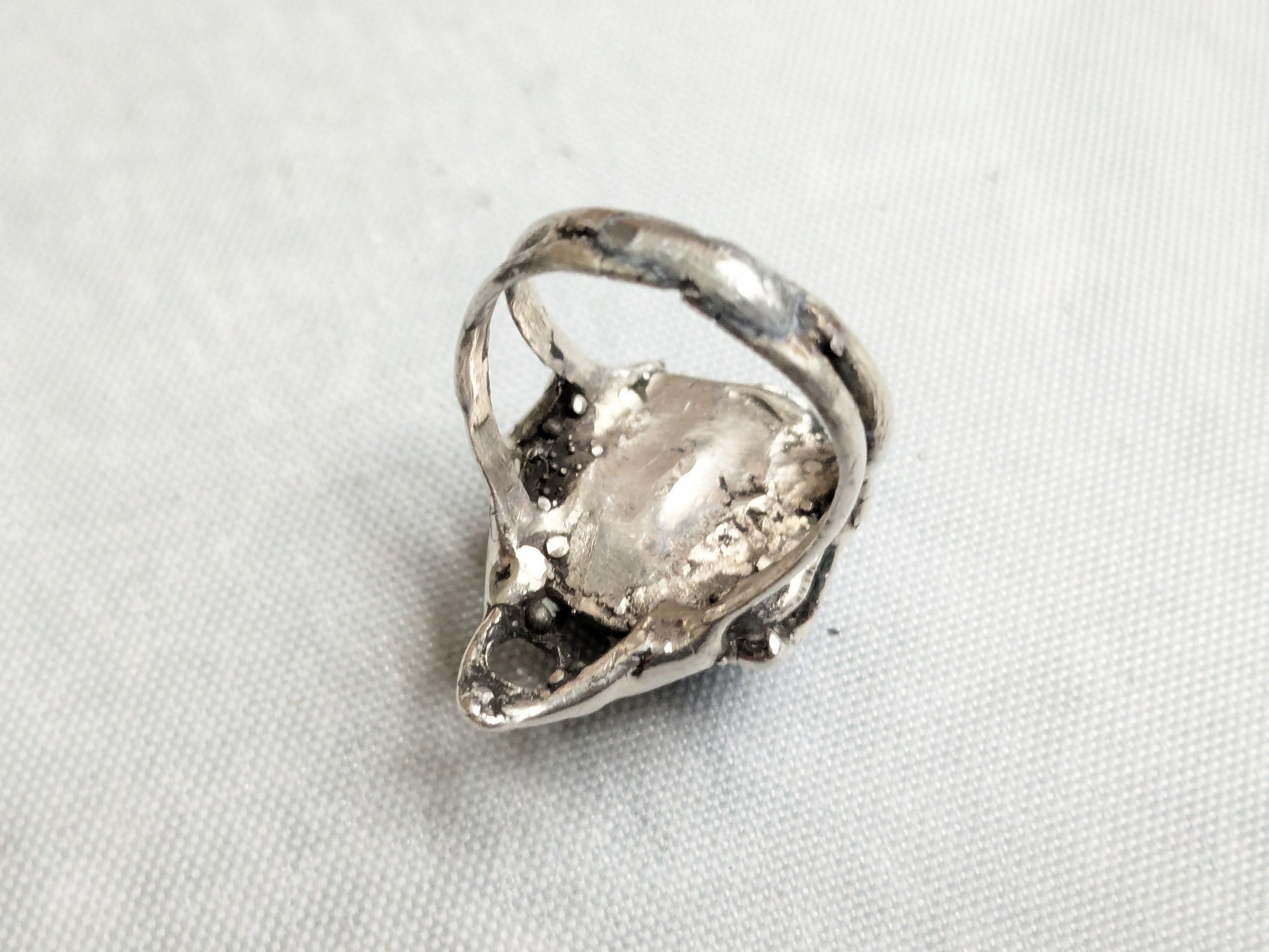 Jewelry Vintage Sterling Silver Ring Bloodstone 7.5 Brutalist Size ONE SIZE - 12 Thumbnail