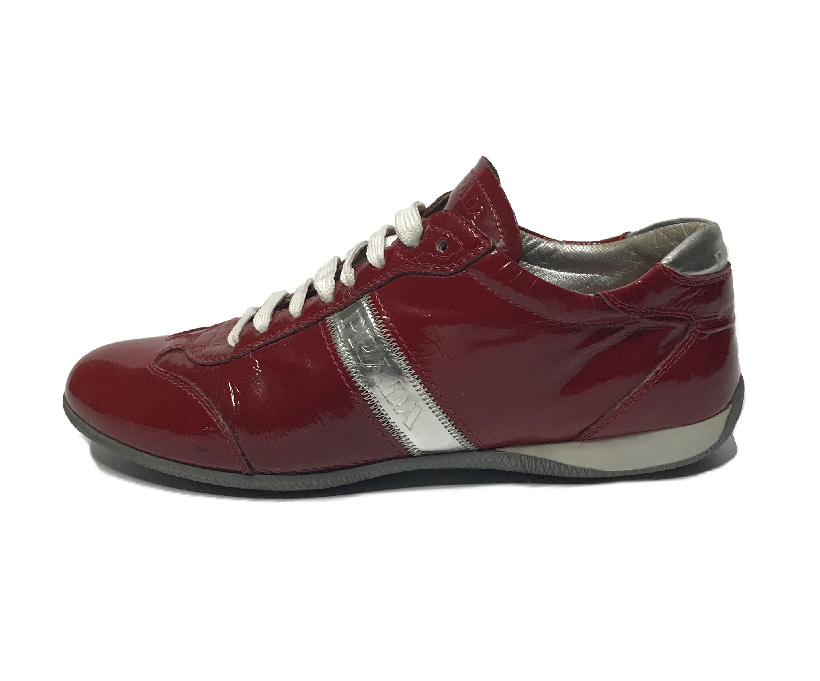 Prada Prada Womens Patent Leather Sneakers Sz 37 Red Size US 7.5 / IT 37.5 - 1 Thumbnail