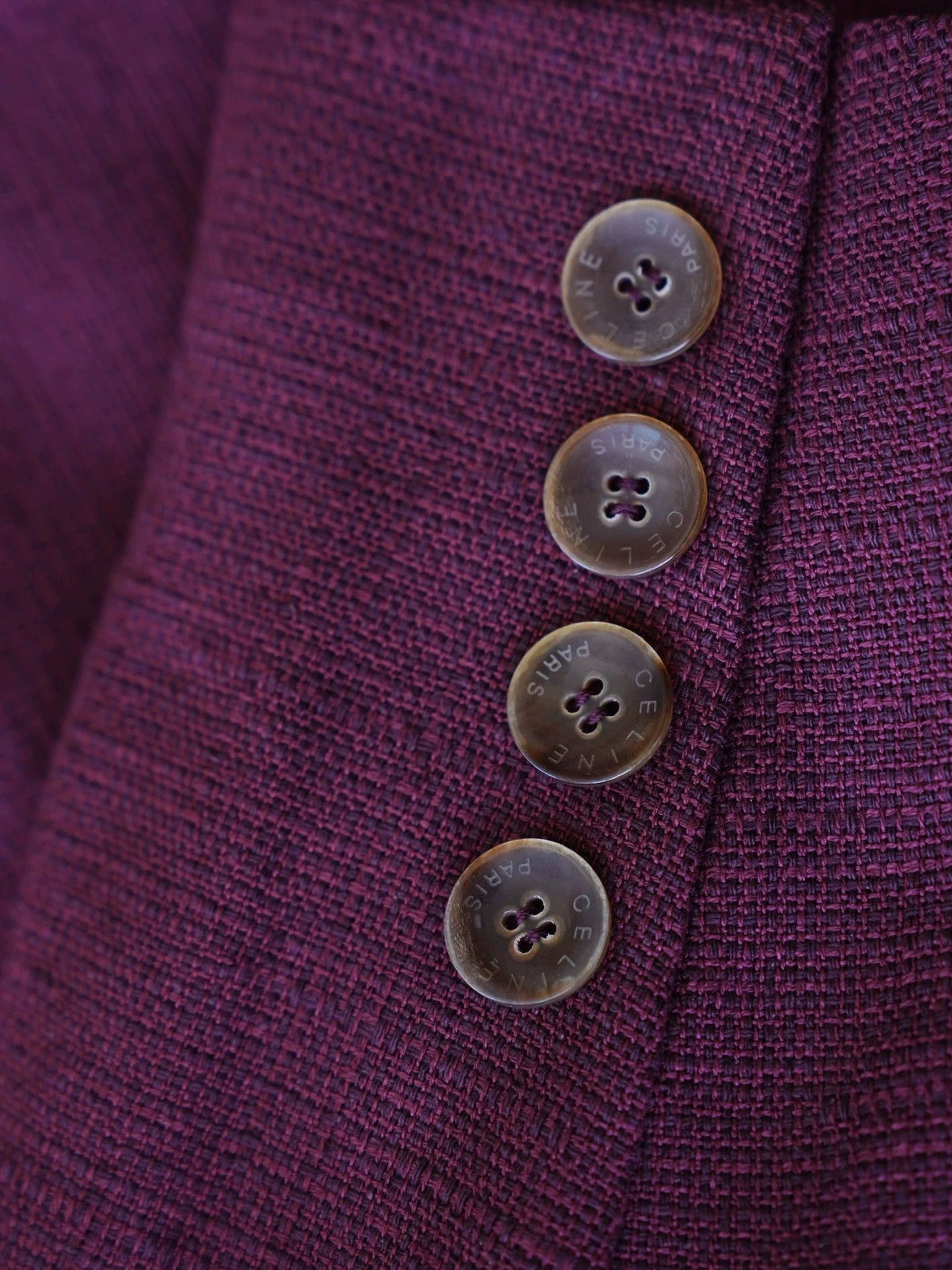 Celine Celine Vintage Plum Silk Blend Deep V 1-Button Women's Suit Size XS / US 0-2 / IT 36-38 - 7 Thumbnail
