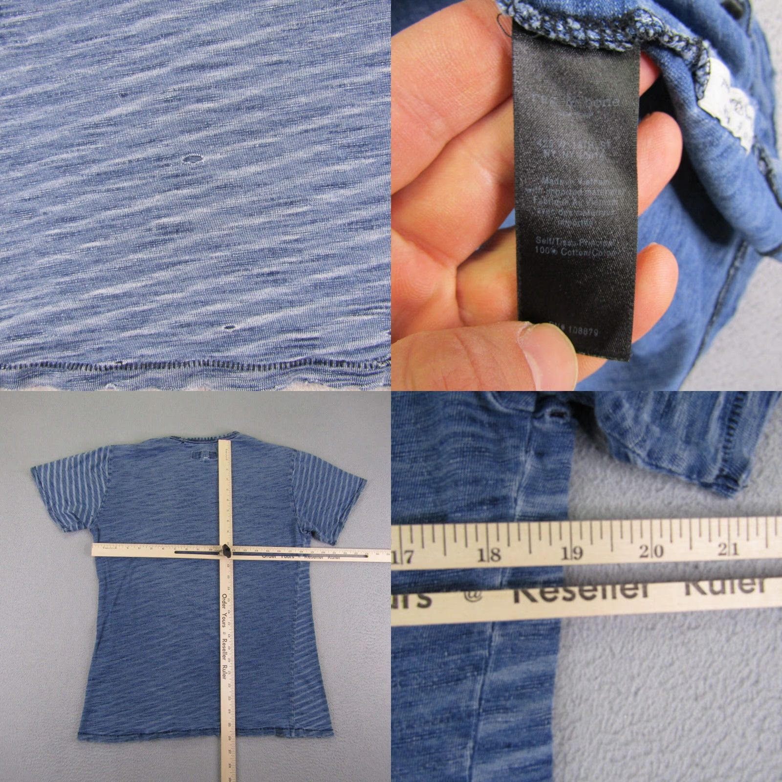 Rag & Bone Rag & Bone Shirt Womens M Blue Distressed Indigo Pocket Top Tee New York Shirt Size M / US 6-8 / IT 42-44 - 8 Thumbnail